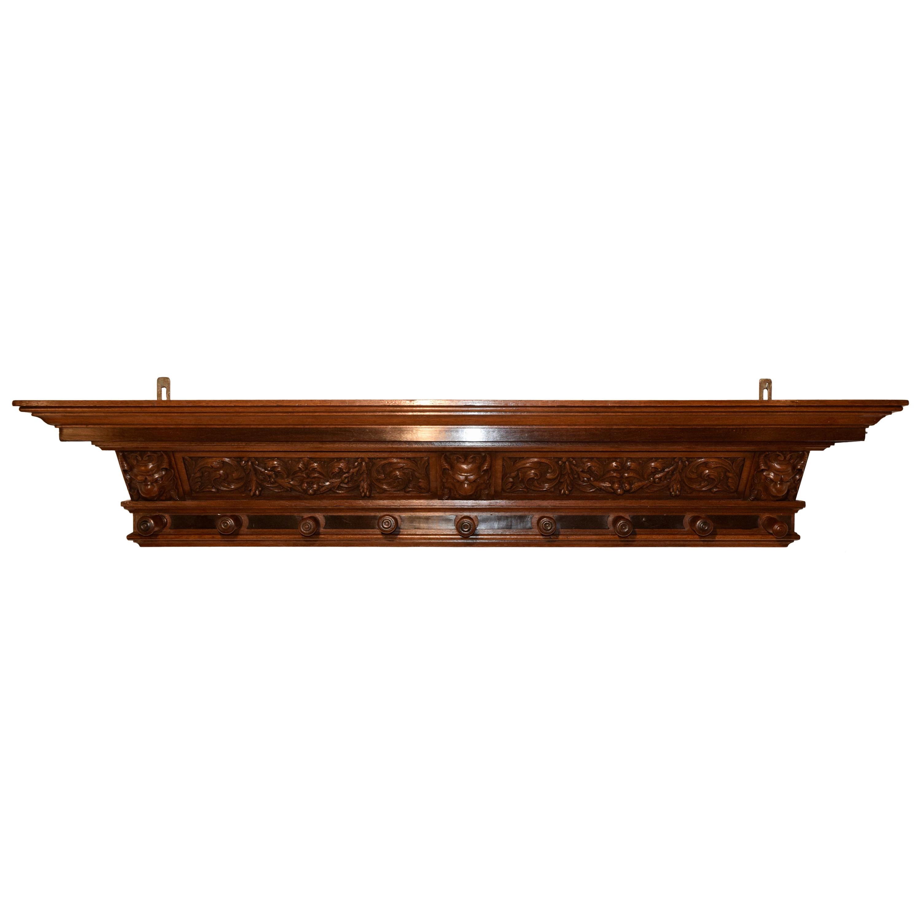 19th Century Hand Carved Mantle Shelf