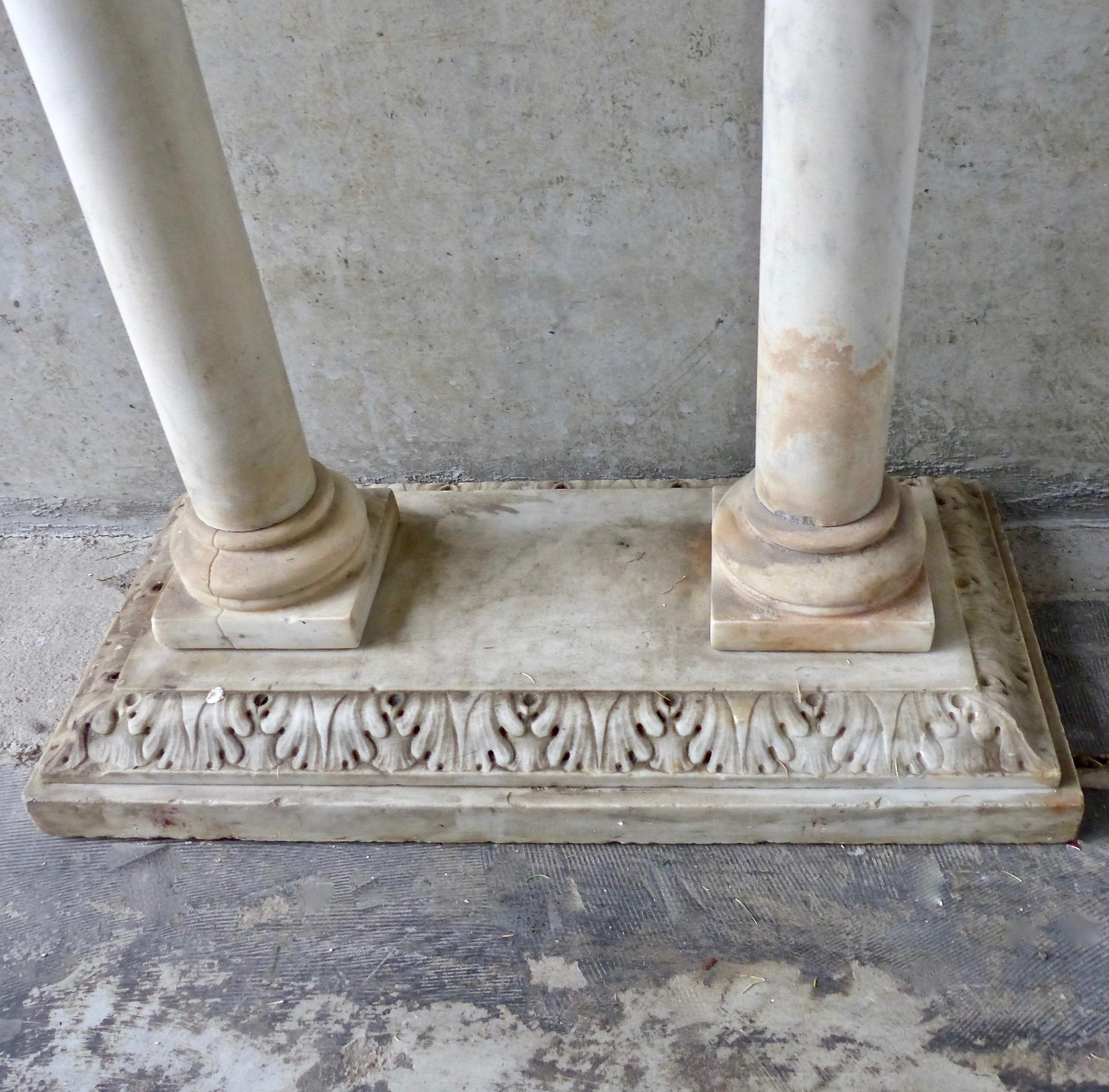Italian 19th Century Hand Carved Marble Font Stand Base For Sale