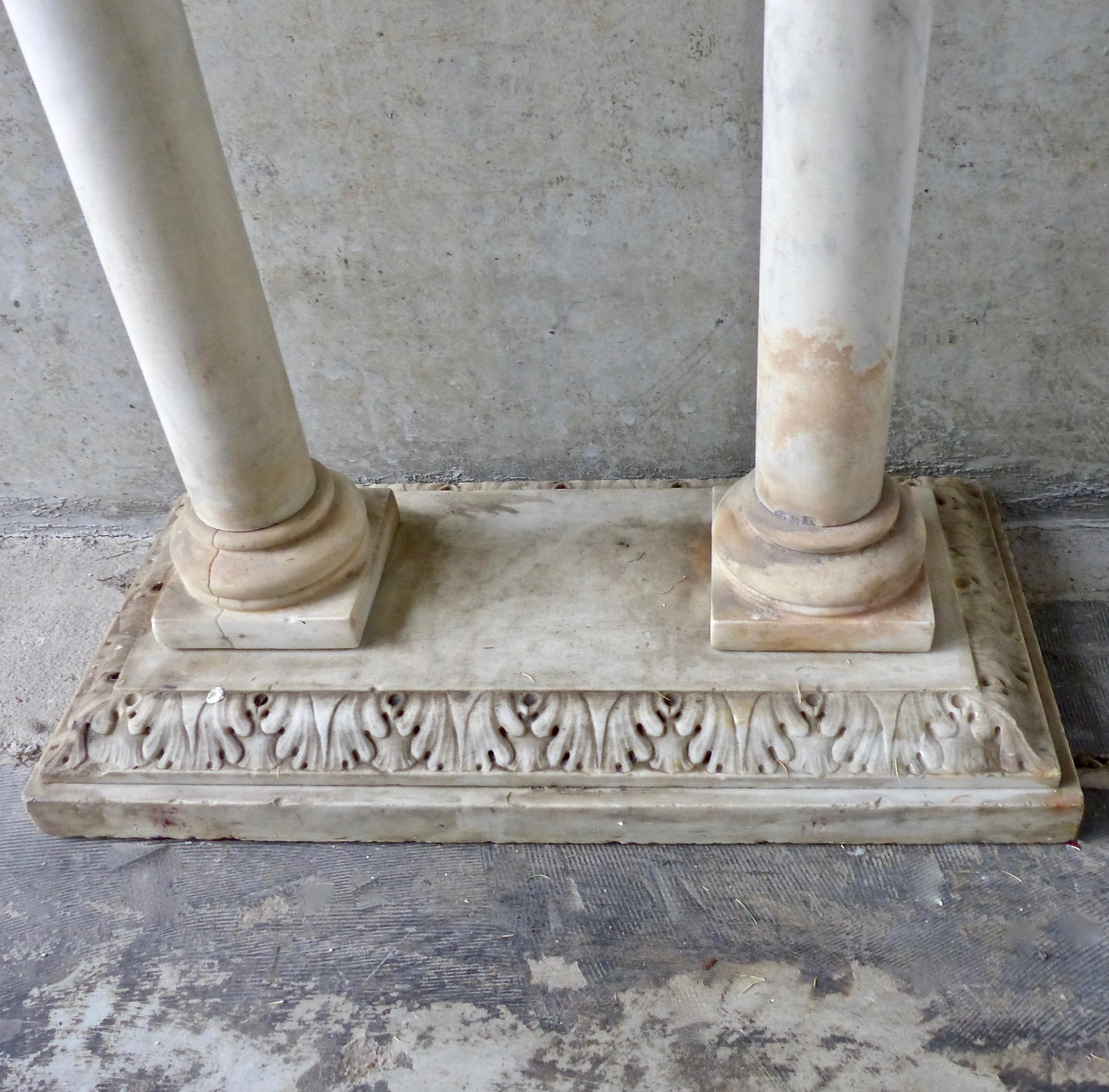 Classical Roman 19th Century Hand Carved Marble Font Stand Base For Sale