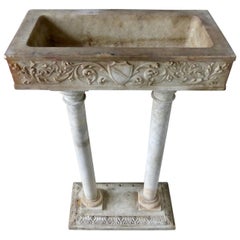 19th Century Hand Carved Marble Font Stand Base