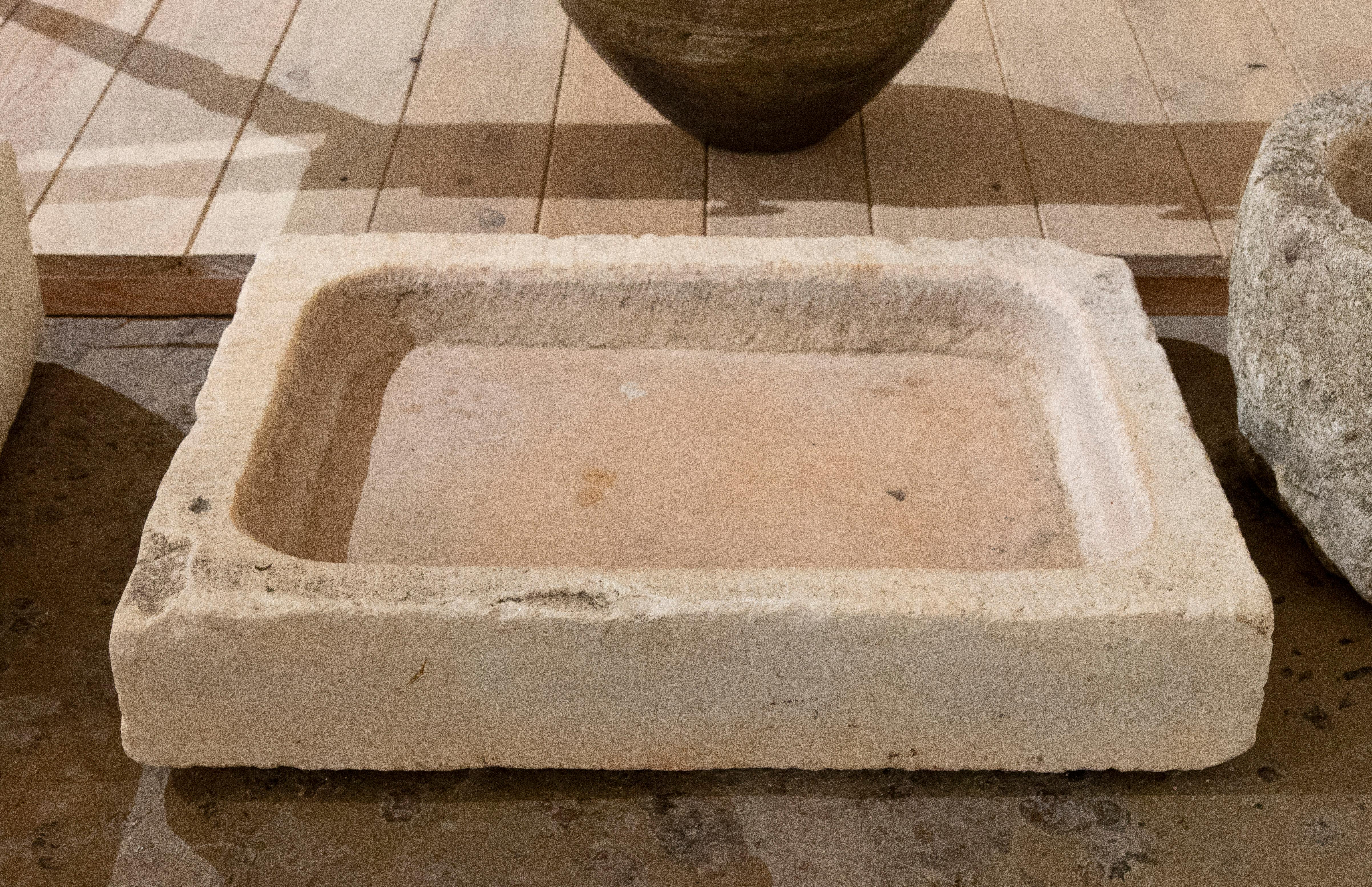 19th Century hand-carved marble wash basin.