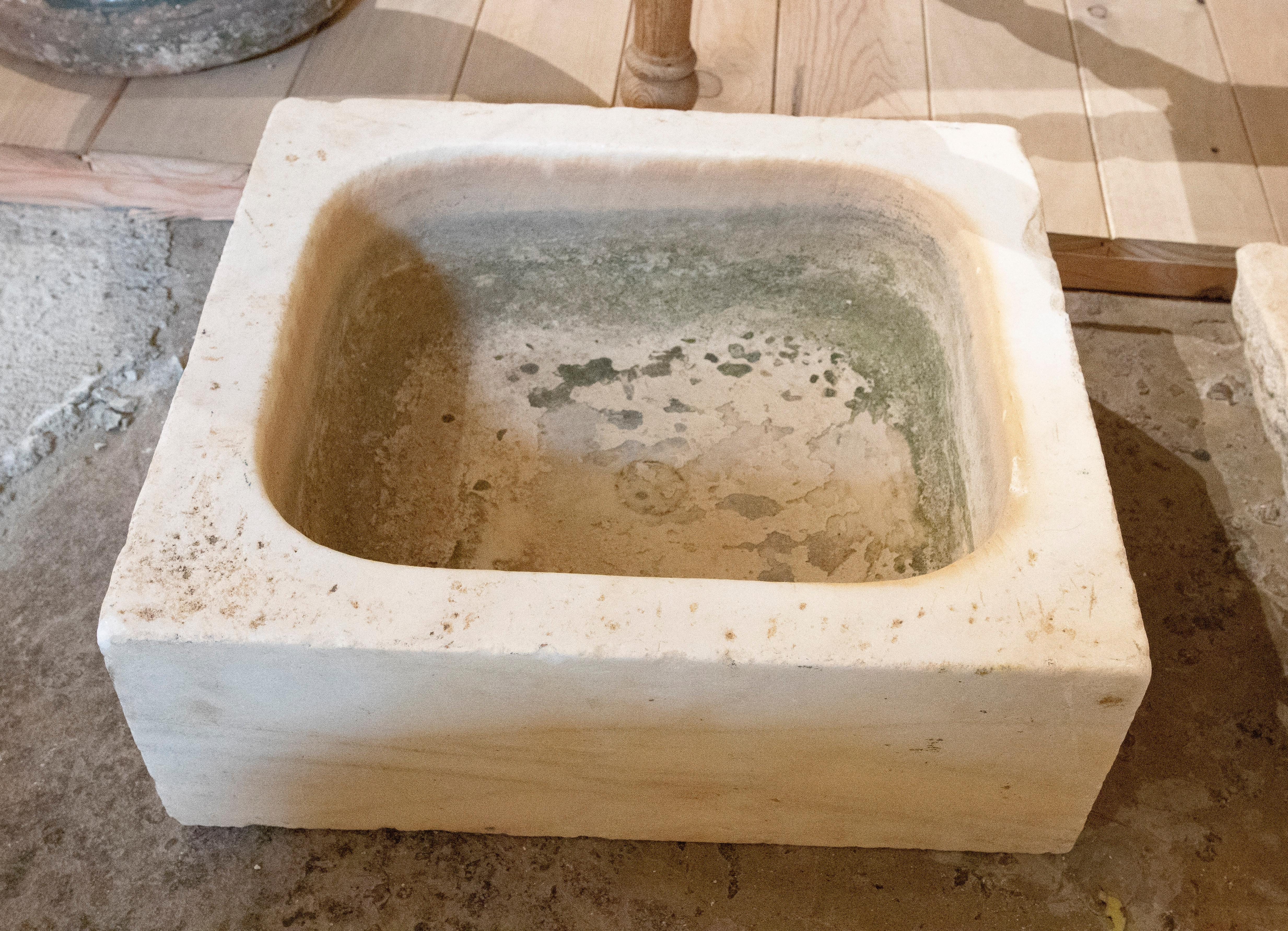 19th century Hand-carved marble washbasin.