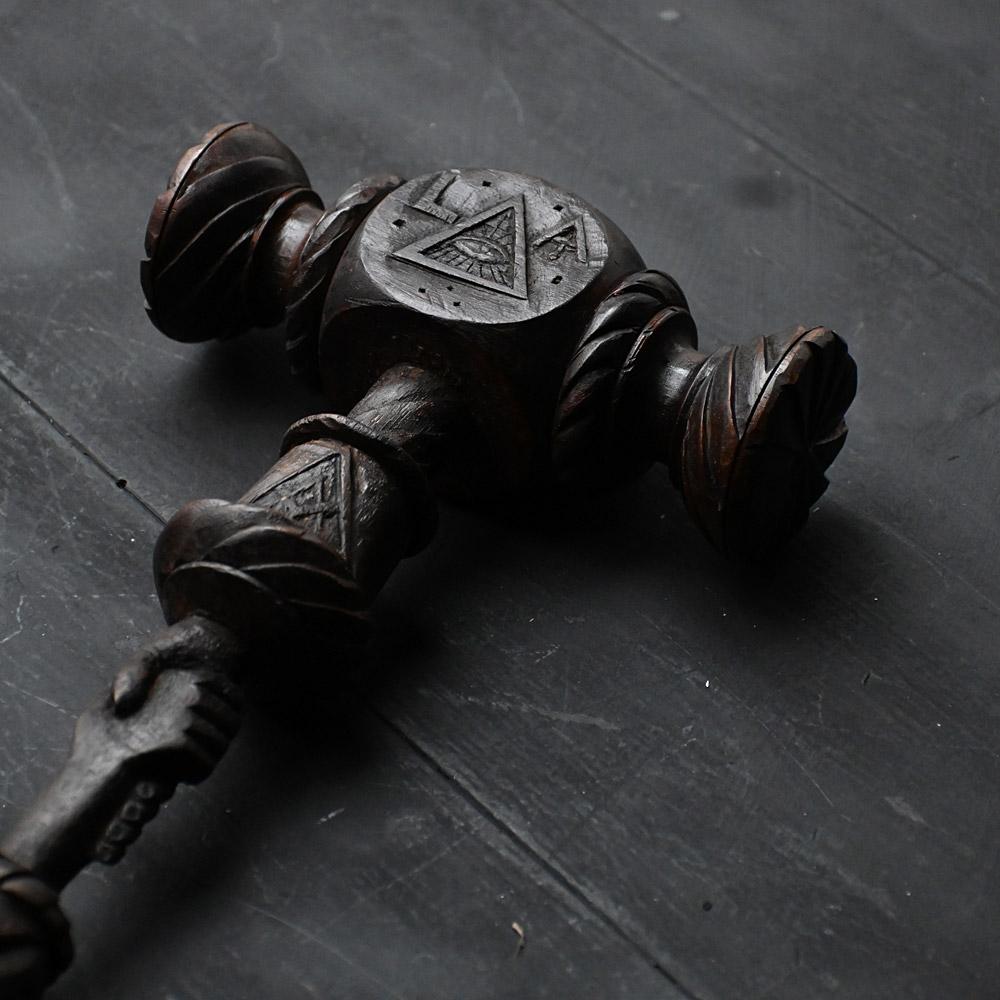 British 19th Century Hand Carved Masonic Gavel