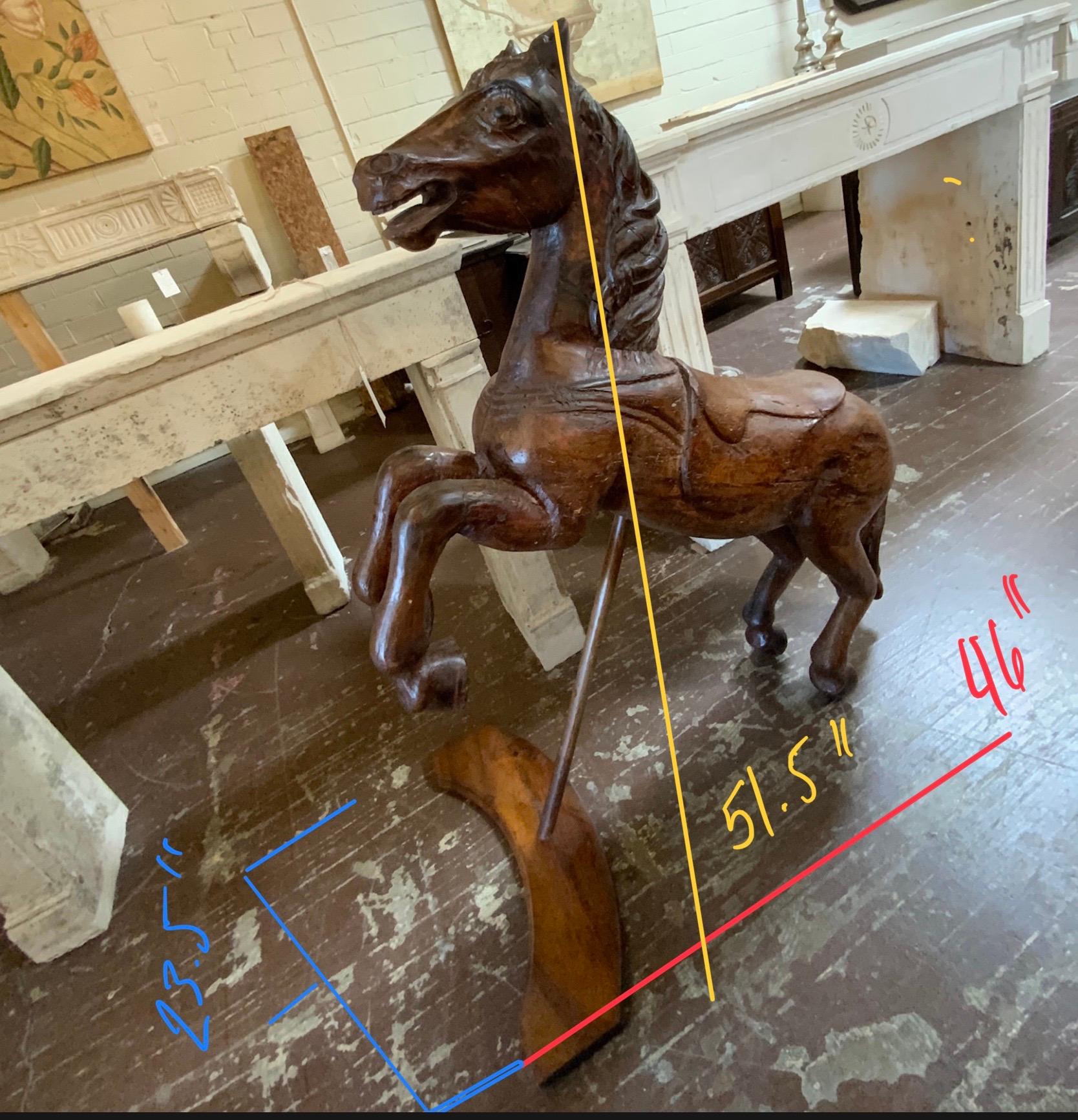 19th Century Hand-carved Oak Stallion For Sale 1