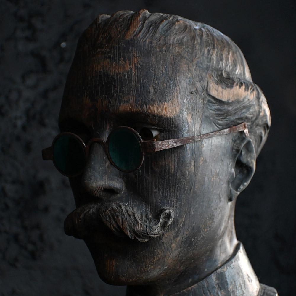 19th Century Hand Carved Opticians Display Shop Bust 3