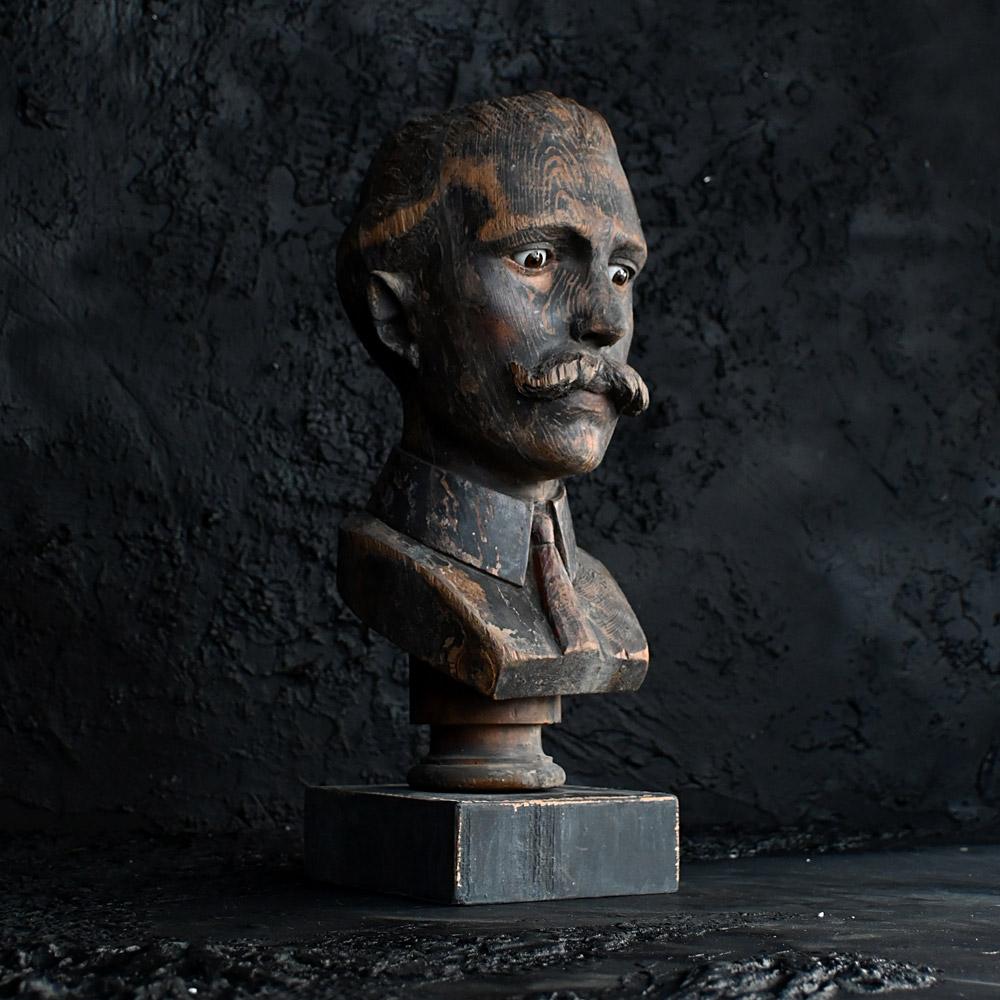 British 19th Century Hand Carved Opticians Display Shop Bust
