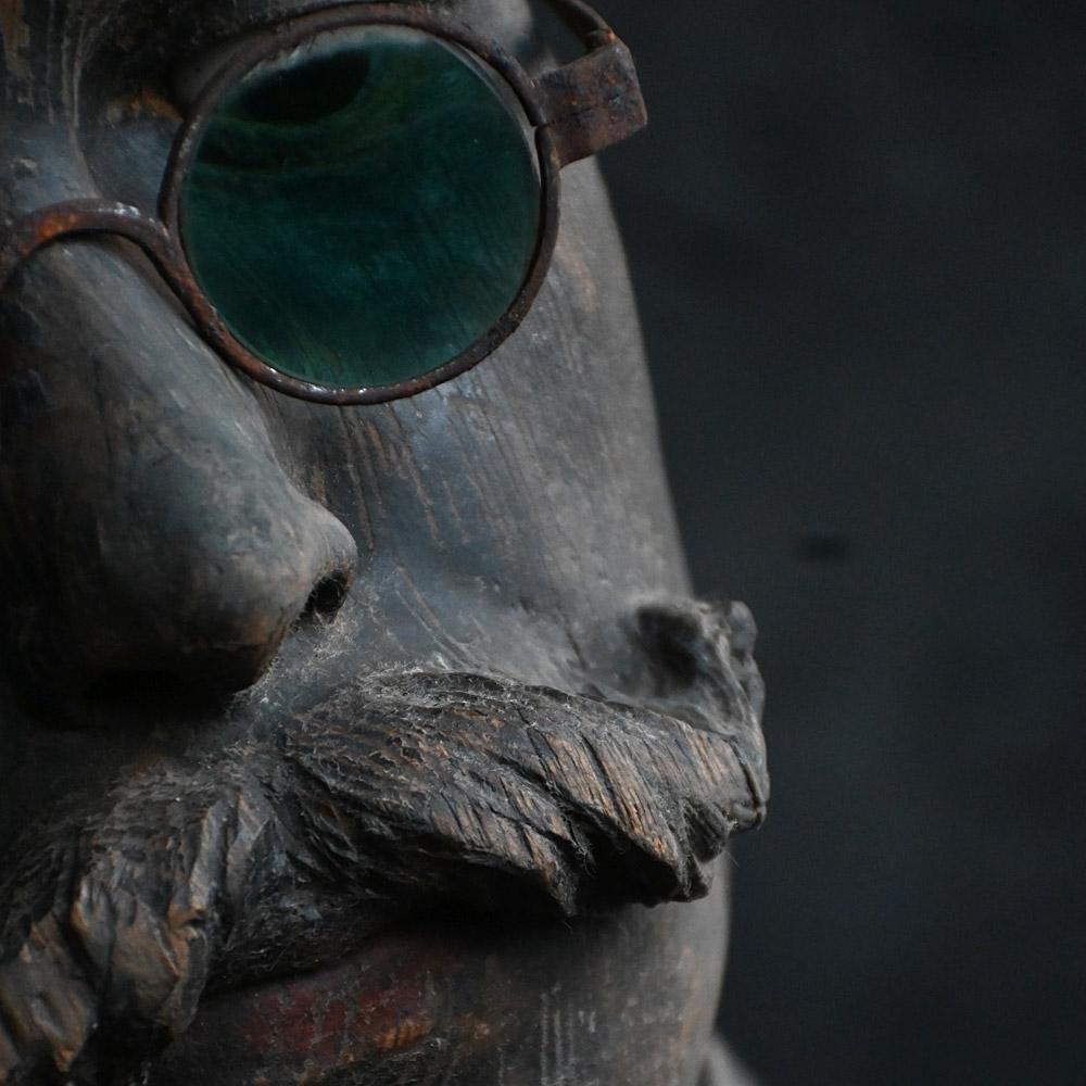 Hand-Carved 19th Century Hand Carved Opticians Display Shop Bust