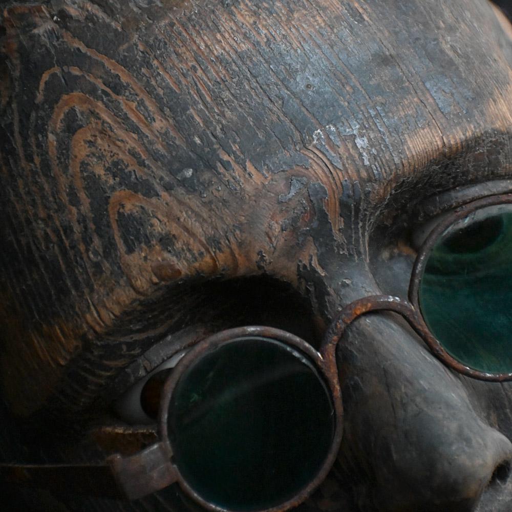19th Century Hand Carved Opticians Display Shop Bust In Fair Condition In London, GB