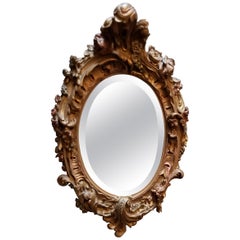 19th Century Hand-Carved Oval Mirror