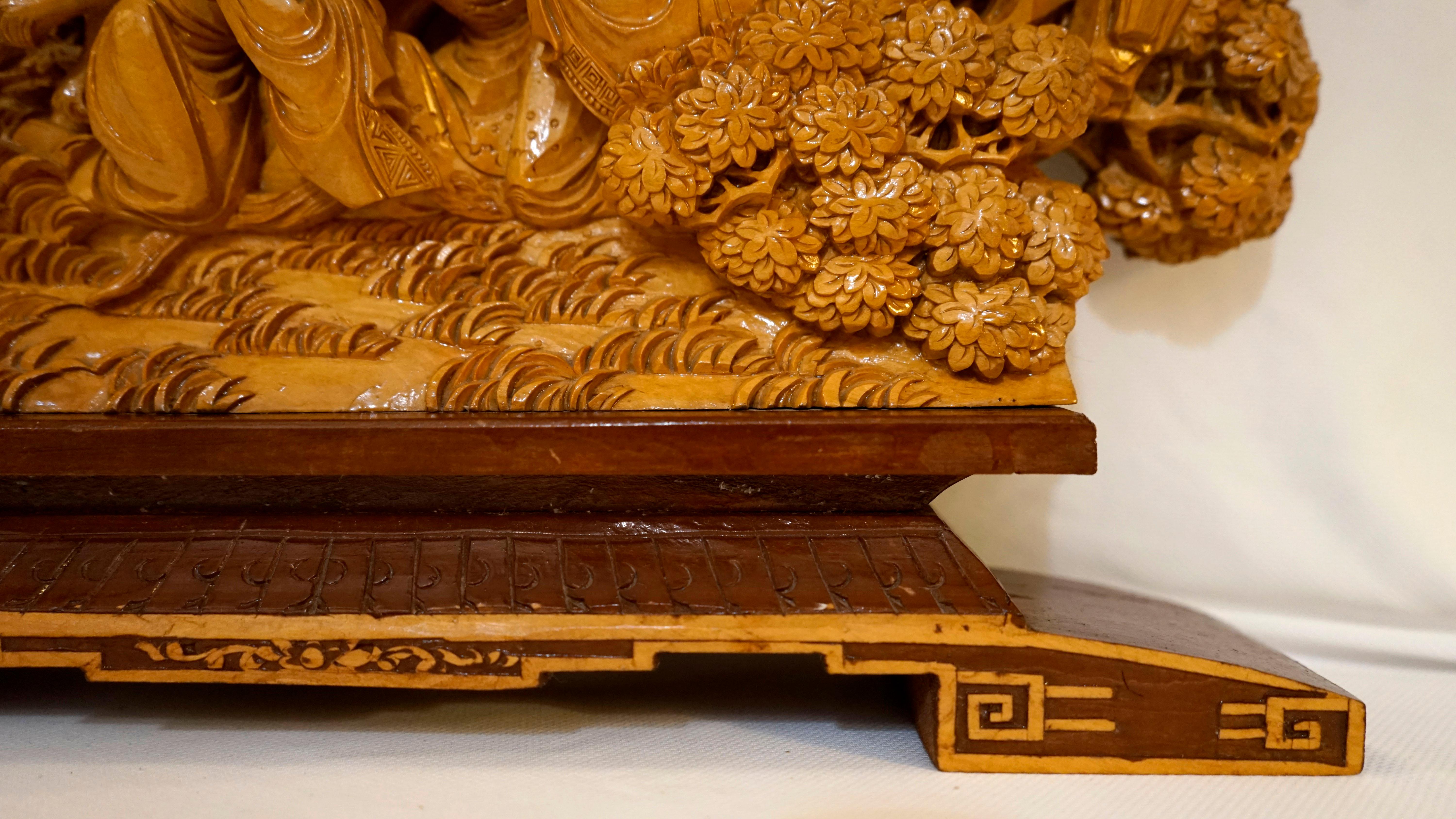 19th Century Hand Carved Polychromed Chinese Temple Fragment In Good Condition In Lomita, CA
