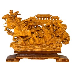 19th Century Hand Carved Polychromed Chinese Temple Fragment