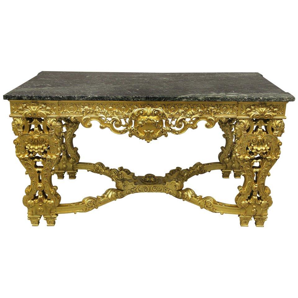 Centre de table en bois doré sculpté à la main de style Regency du XIXe siècle
