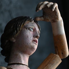 19th Century Hand Carved Religious Italian Santos Female Figure