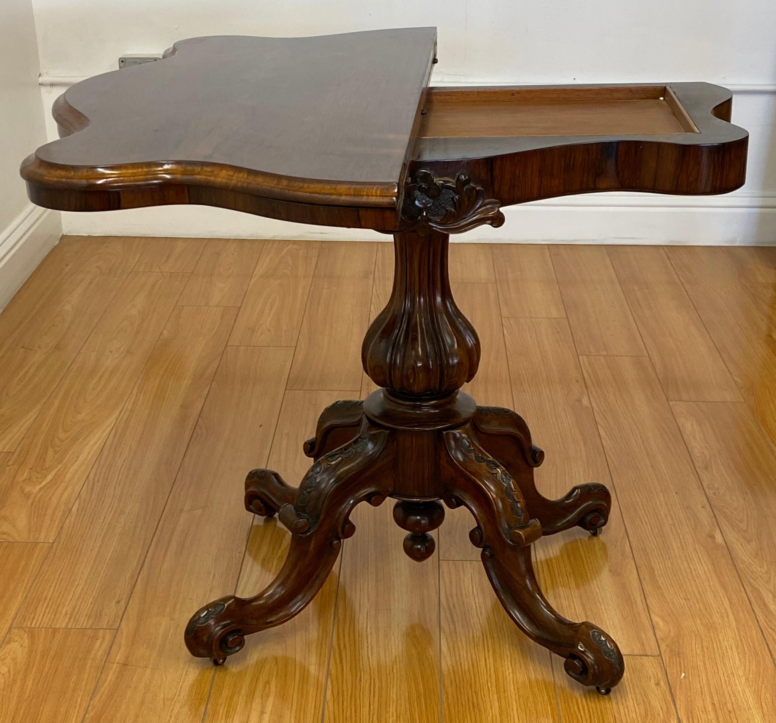 19th Century Hand Carved Rosewood Console / Games Table C.1880 For Sale 4