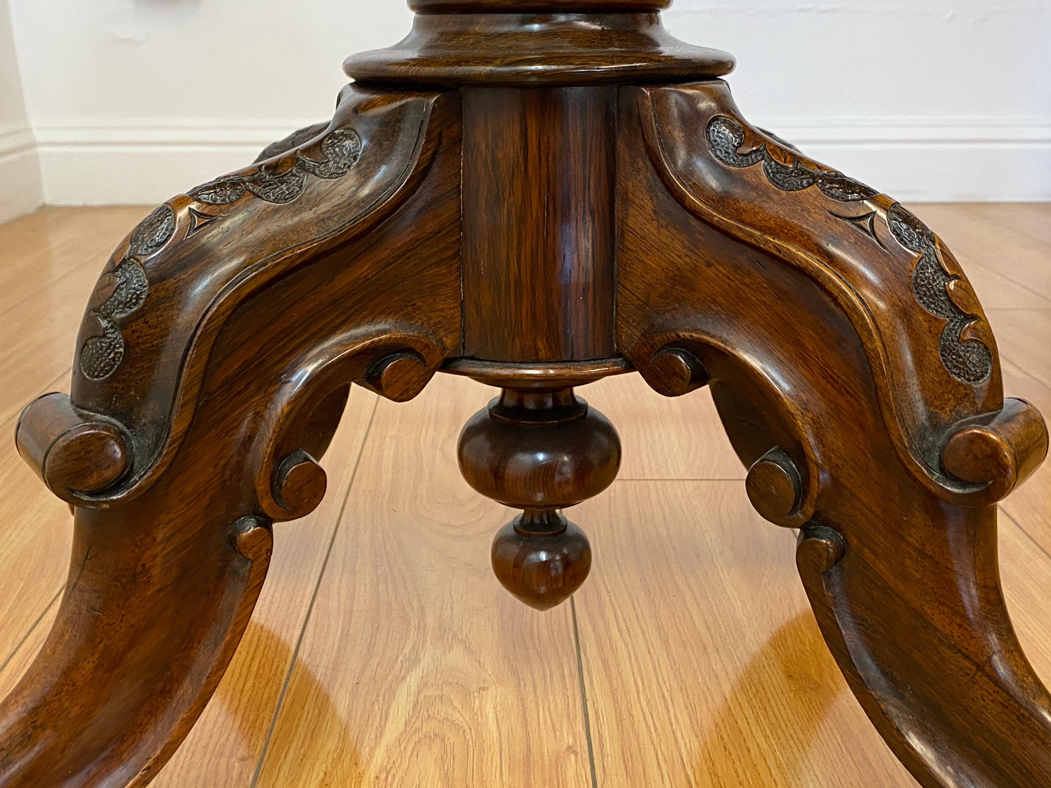 19th Century Hand Carved Rosewood Console / Games Table C.1880 In Good Condition For Sale In San Francisco, CA