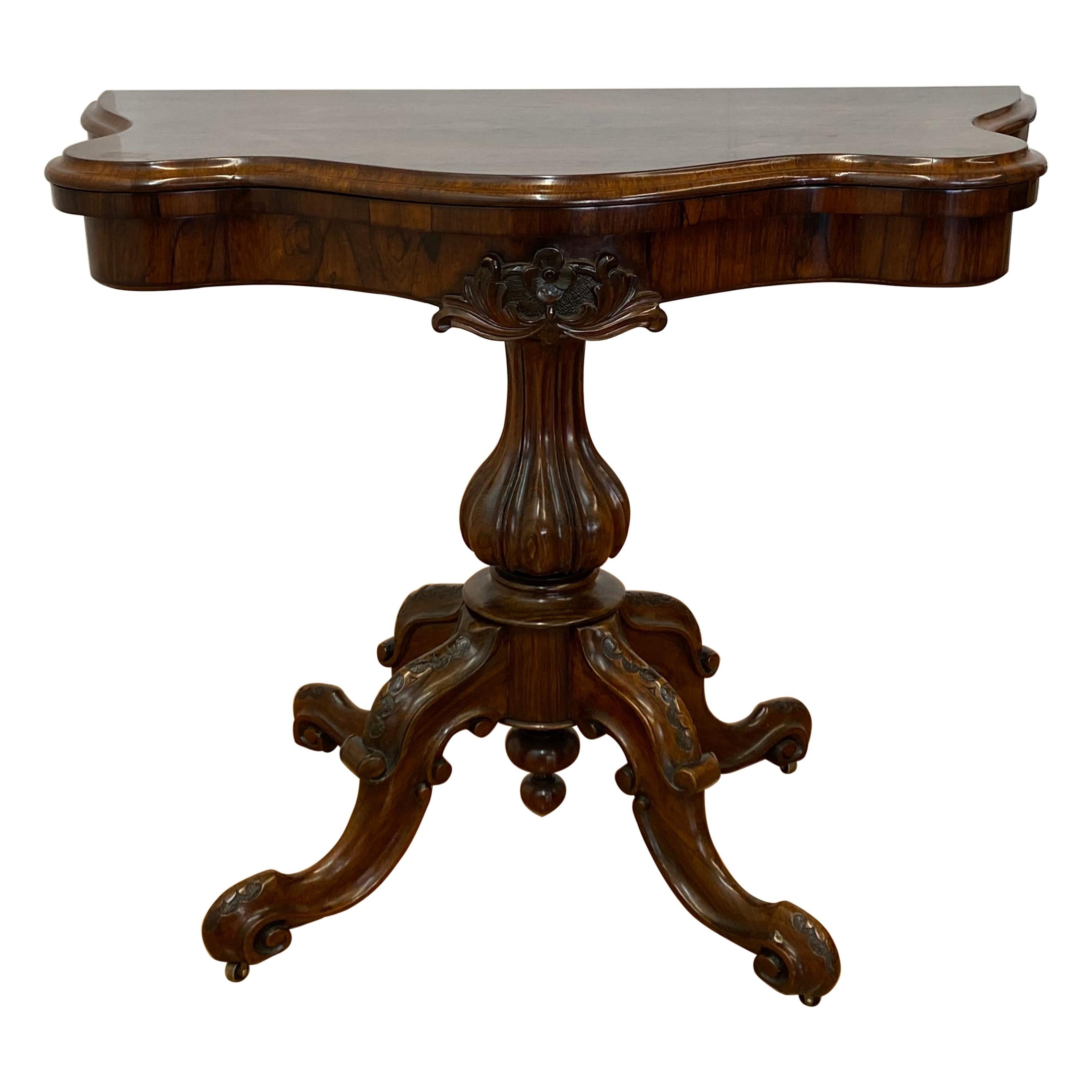 Konsole/Spieltisch aus handgeschnitztem Palisanderholz, 19. Jahrhundert, ca. 1880