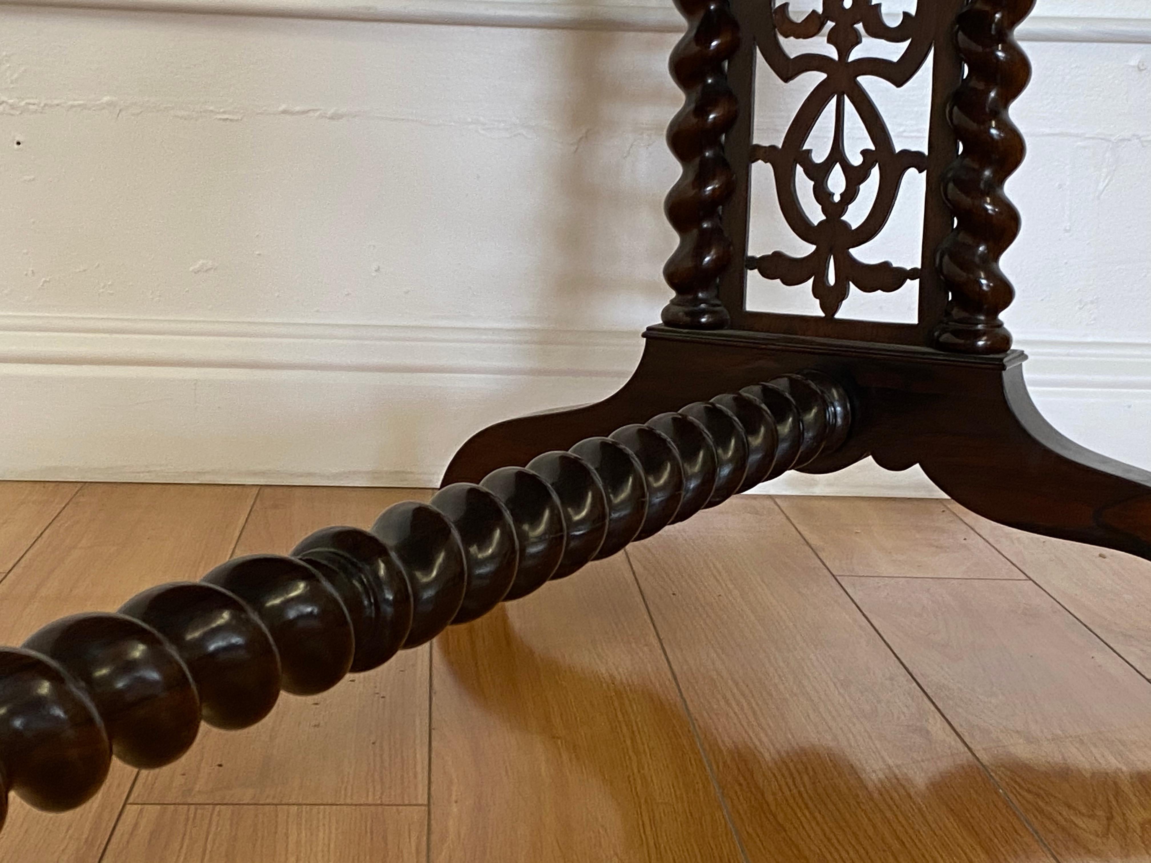 19th Century Hand Carved Rosewood Desk W/Barley Twist Legs & Trestle Base 5