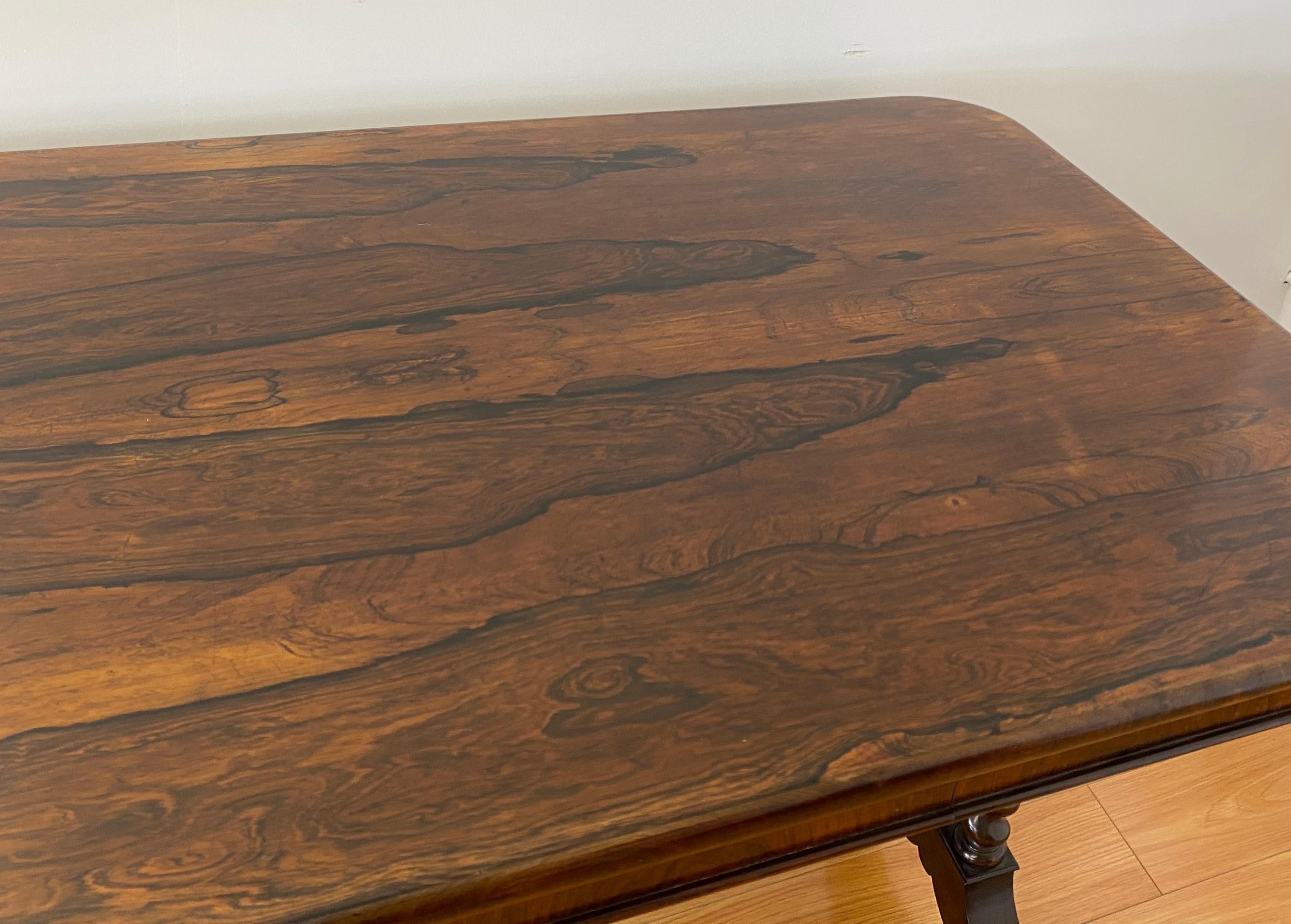 19th Century Hand Carved Rosewood Desk W/Barley Twist Legs & Trestle Base 3