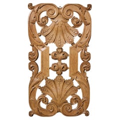19th Century Hand Carved Scrolling Oak Decorative Panel