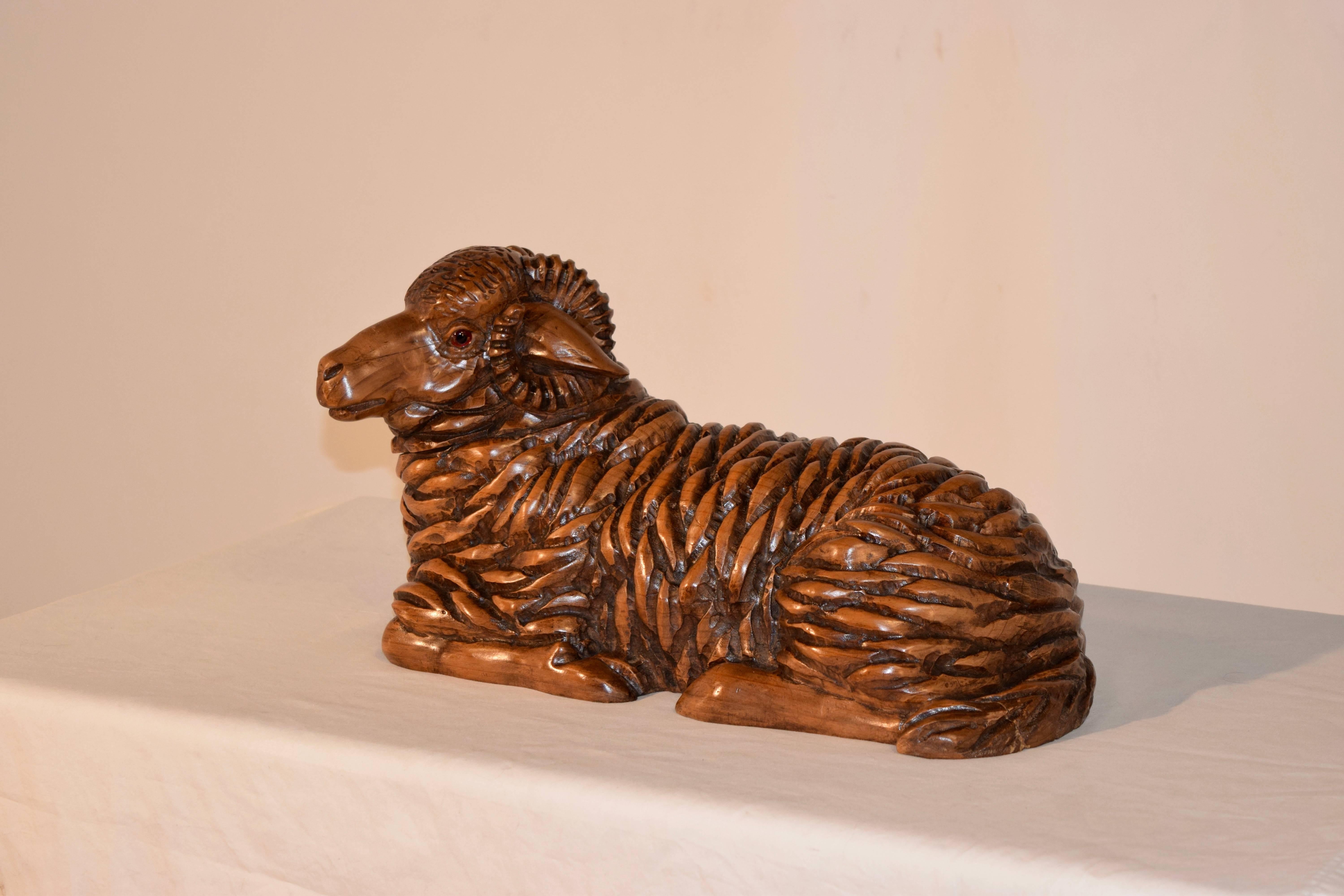 Black Forest 19th Century Hand-Carved Sheep