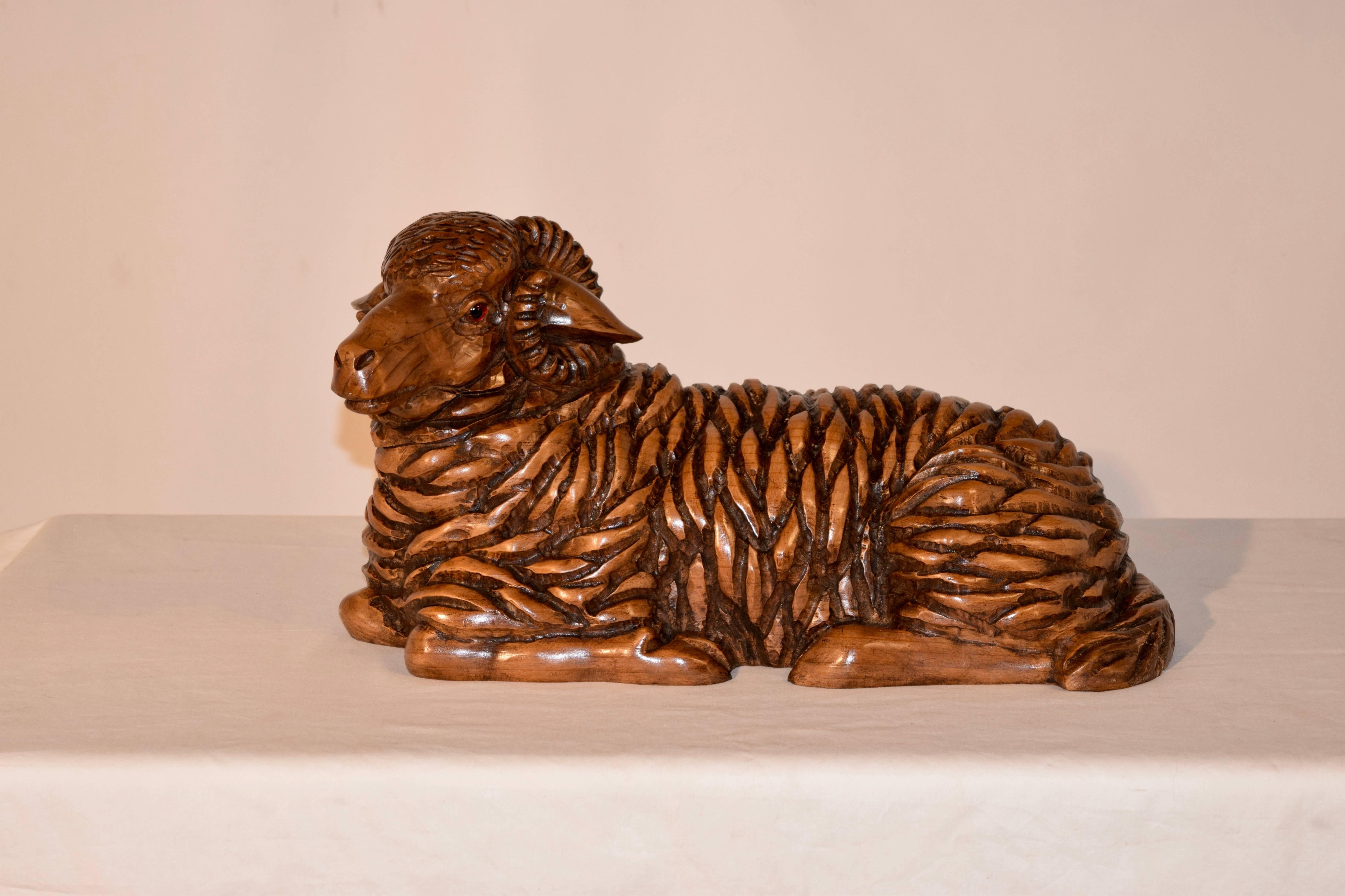 French 19th Century Hand-Carved Sheep