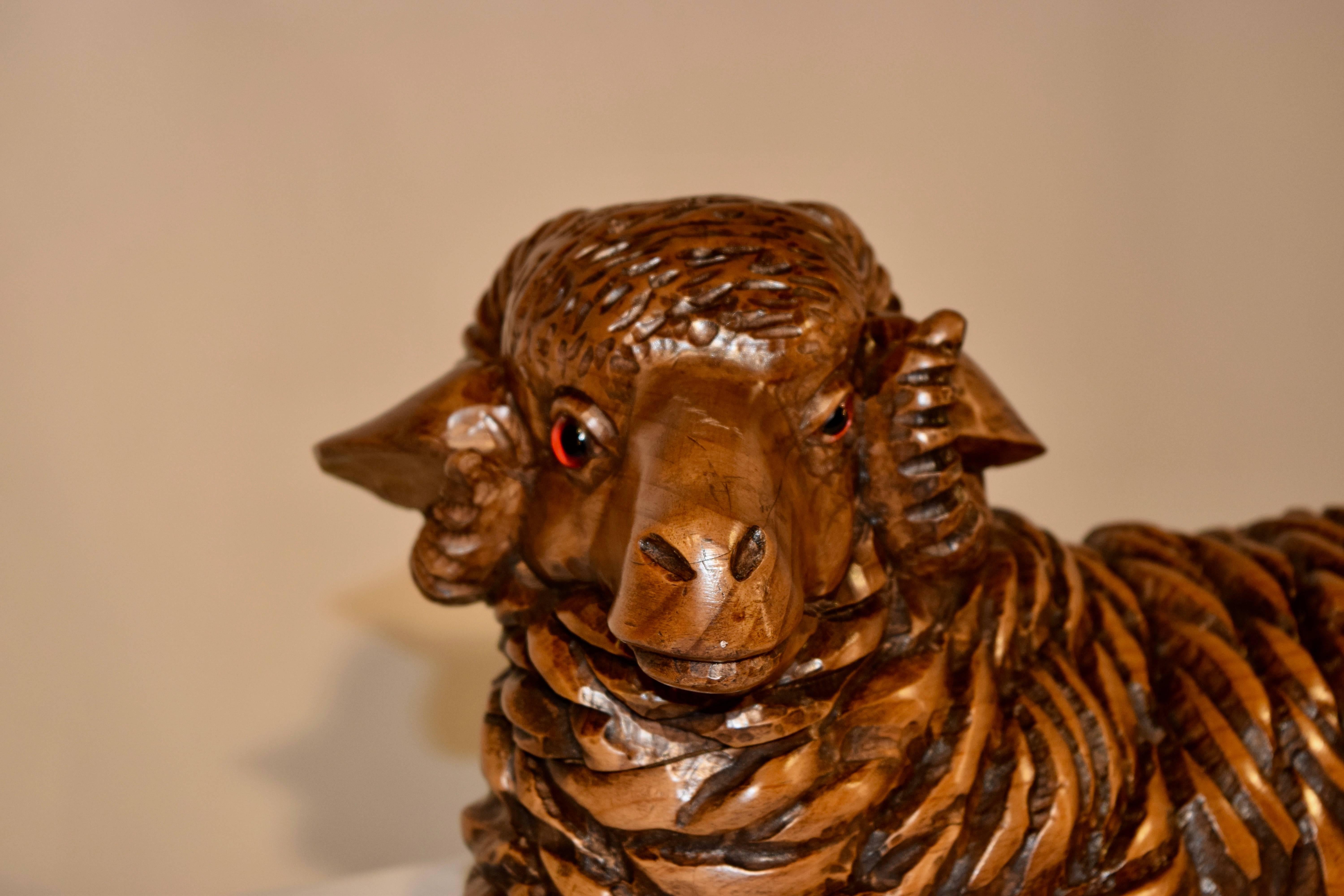 Fruitwood 19th Century Hand-Carved Sheep