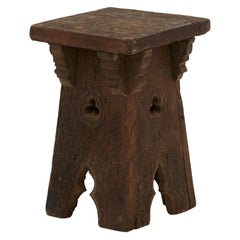 19th Century Hand Carved Spanish Gothic Stool