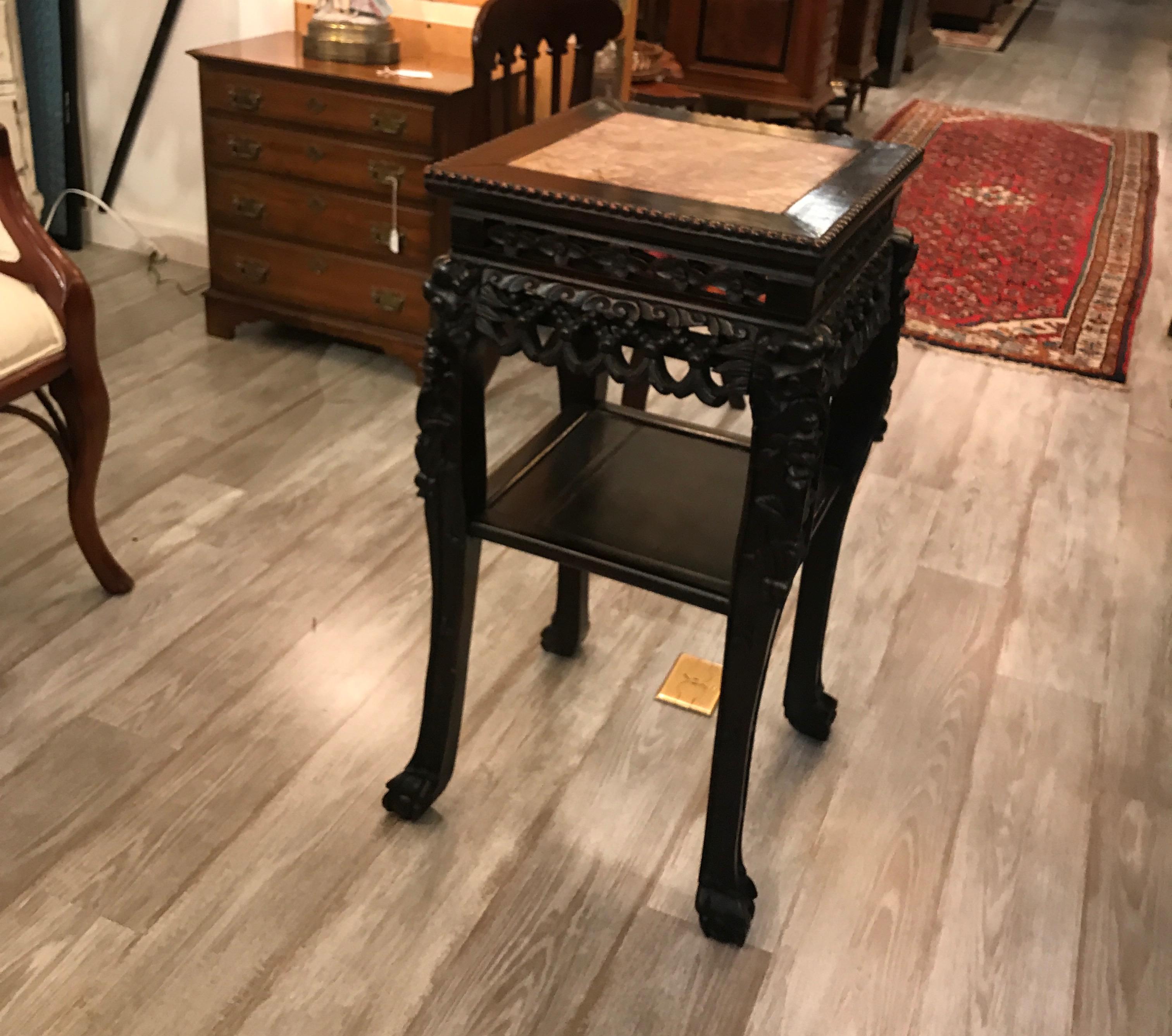 19th Century Hand Carved Stand with Marble Top For Sale 3