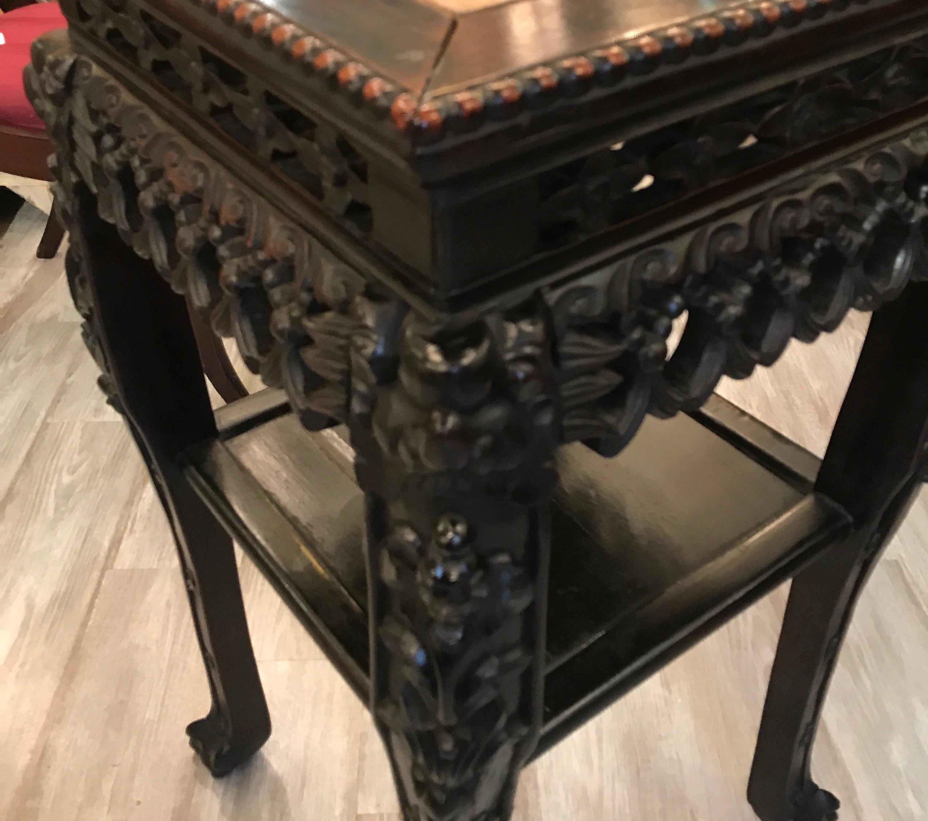Hand-Carved 19th Century Hand Carved Stand with Marble Top For Sale