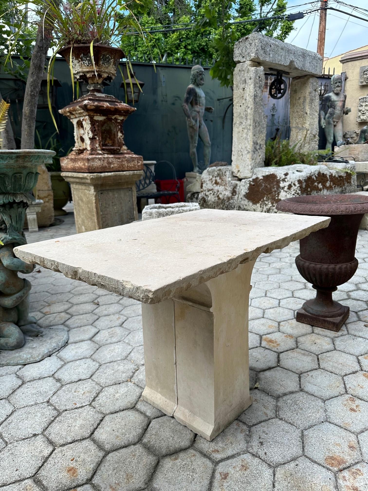 19th Century Hand Carved Stone Antique Garden Coffee Outdoor Indoor Table Farm For Sale 5