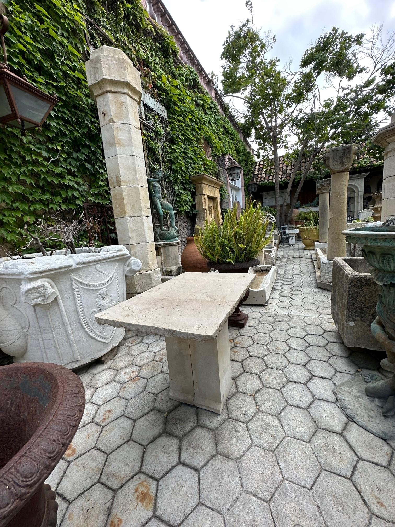 19th Century Hand Carved Stone Antique Garden Coffee Outdoor Indoor Table Farm For Sale 8