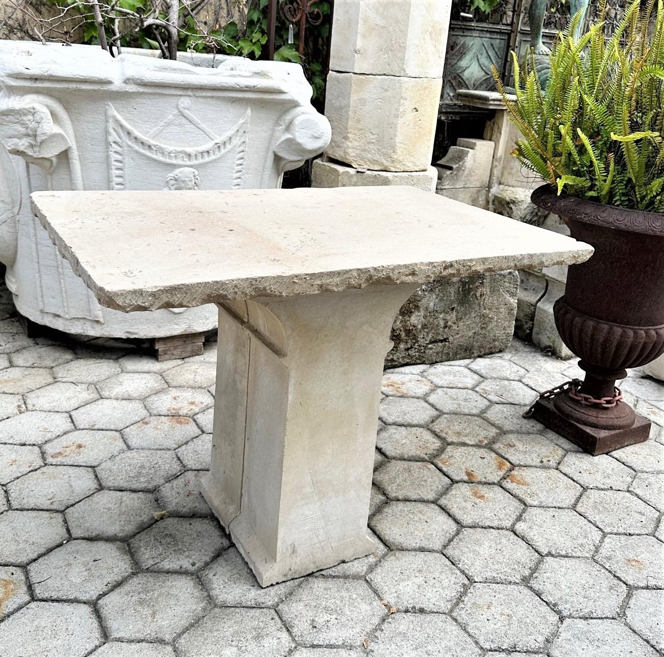 19th Century Hand Carved Stone Antique Garden Coffee Outdoor Indoor Table Farm In Good Condition For Sale In West Hollywood, CA