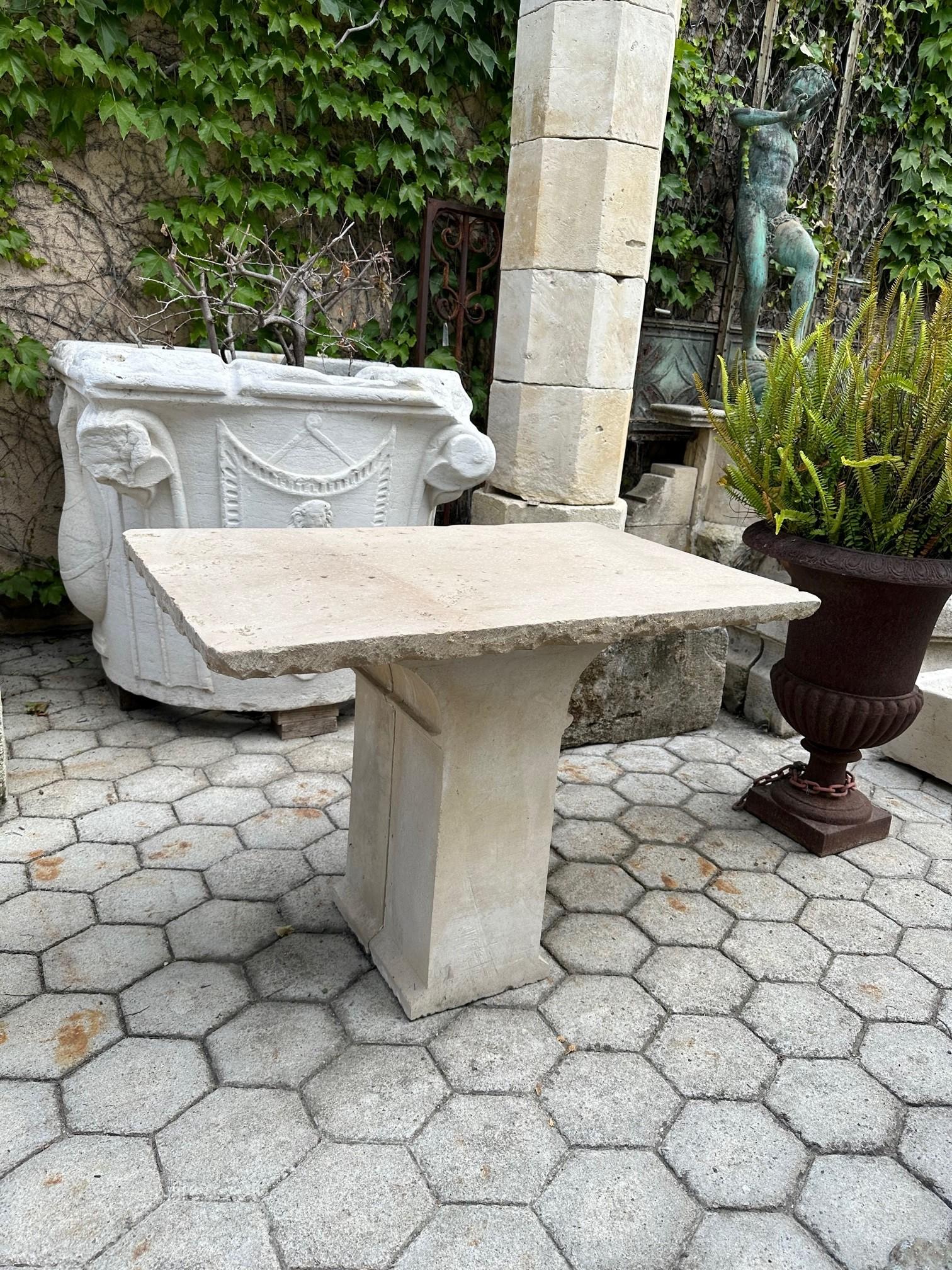 18th Century 19th Century Hand Carved Stone Antique Garden Coffee Outdoor Indoor Table Farm For Sale