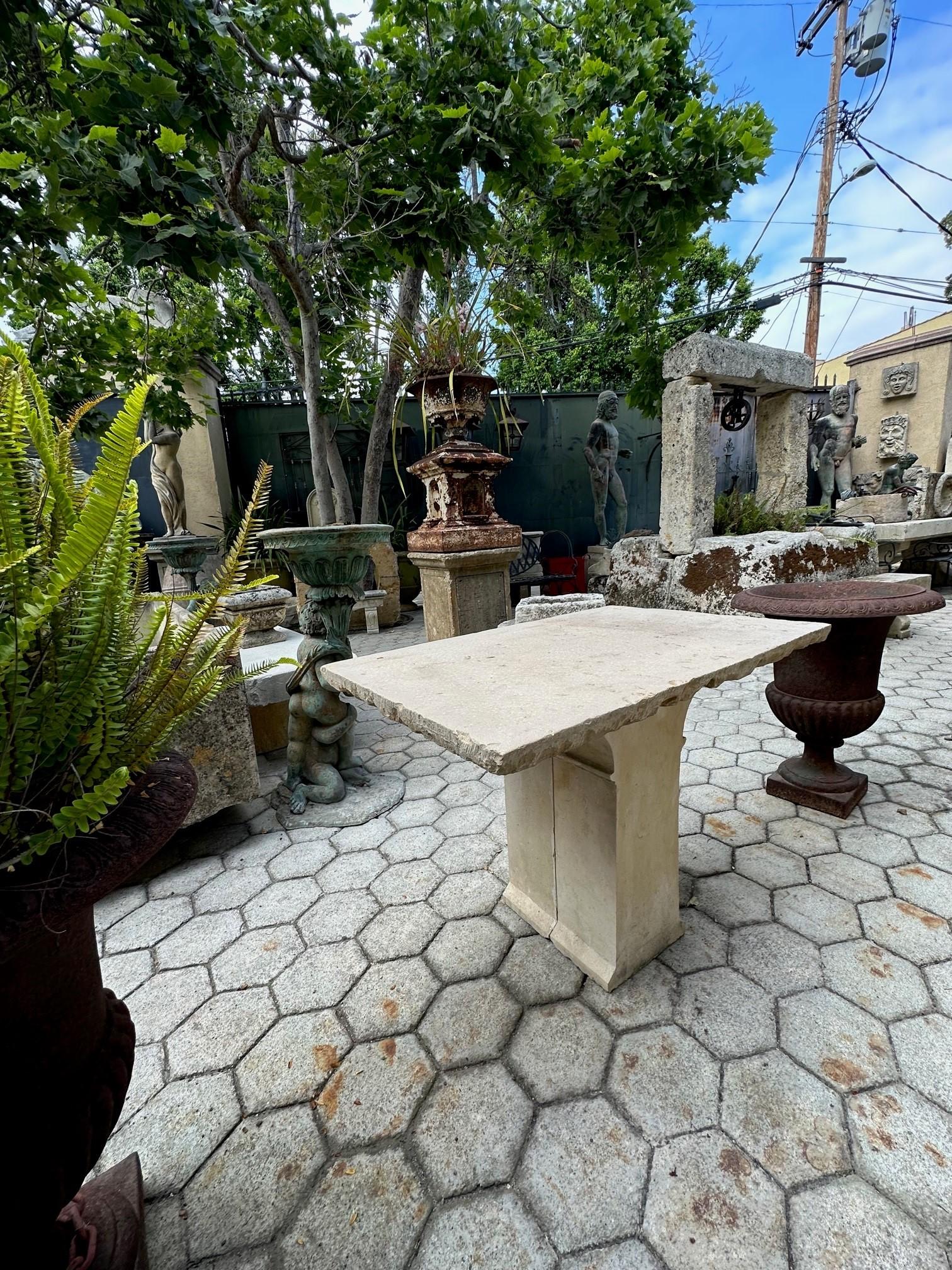 19th Century Hand Carved Stone Antique Garden Coffee Outdoor Indoor Table Farm For Sale 1