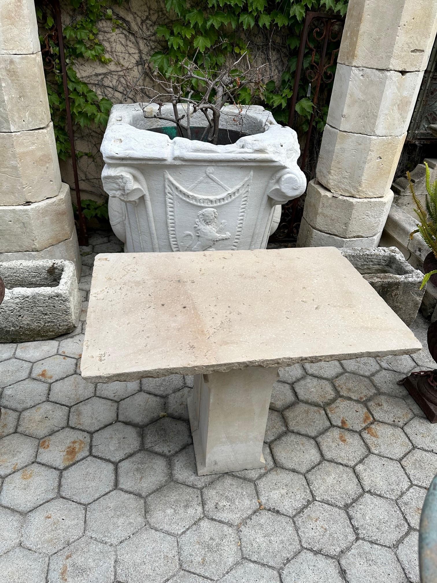 19th Century Hand Carved Stone Antique Garden Coffee Outdoor Indoor Table Farm For Sale 2