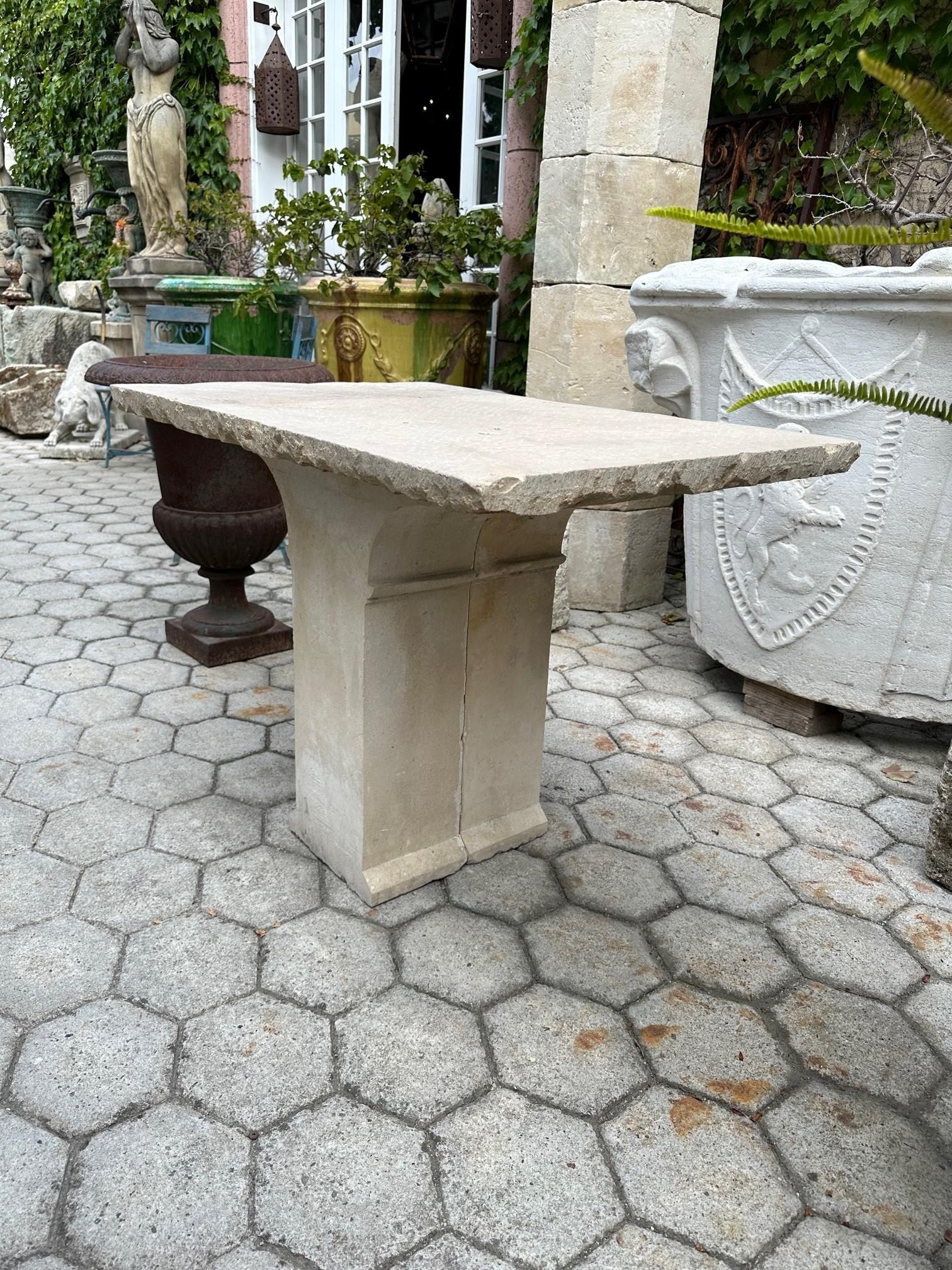 19th Century Hand Carved Stone Antique Garden Coffee Outdoor Indoor Table Farm For Sale 3