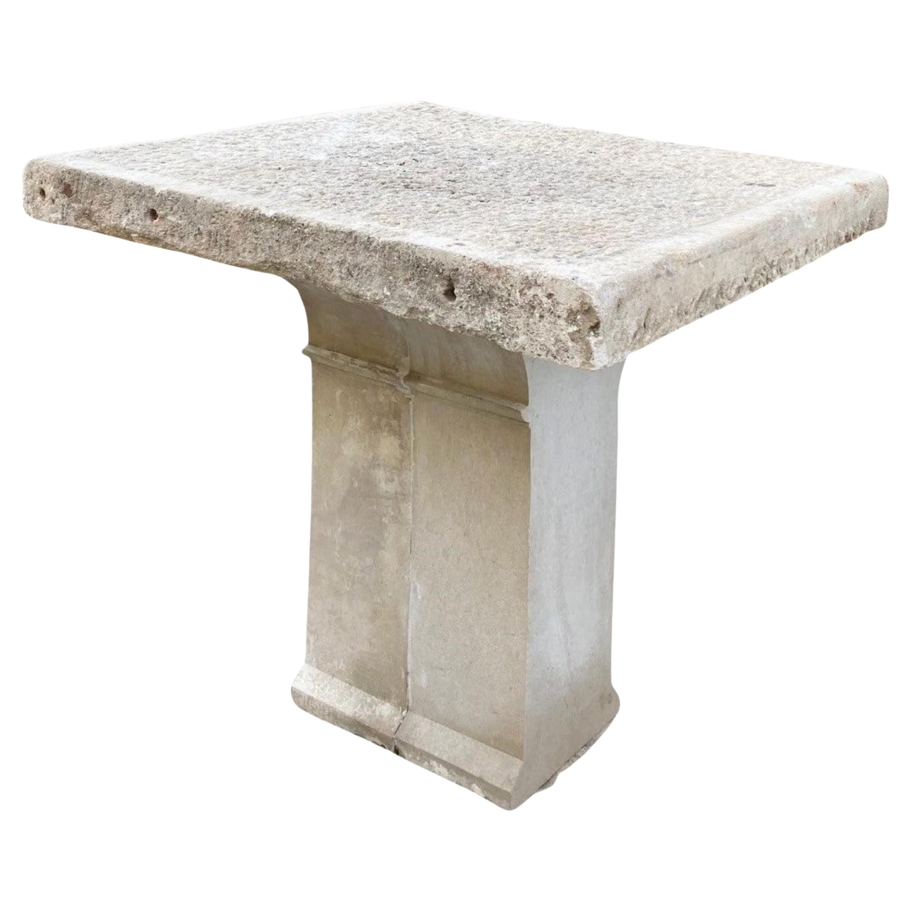 19th Century Hand Carved Stone Antique Garden Coffee Outdoor Indoor Table Farm
