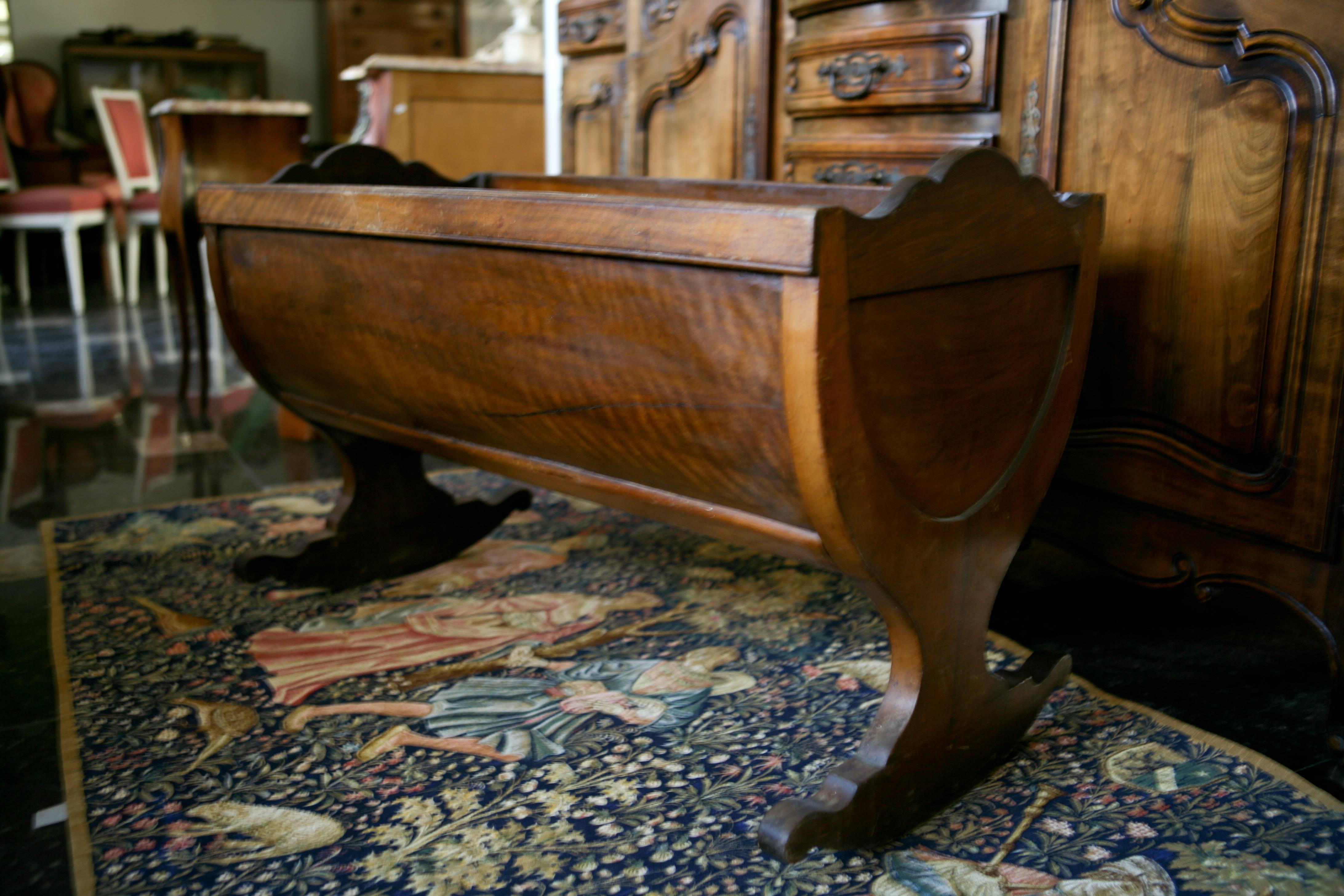 vintage wooden rocking baby cradle