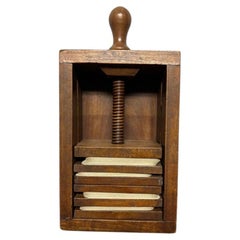 19th Century Hand-Carved Walnut Playing Card Press from Germany