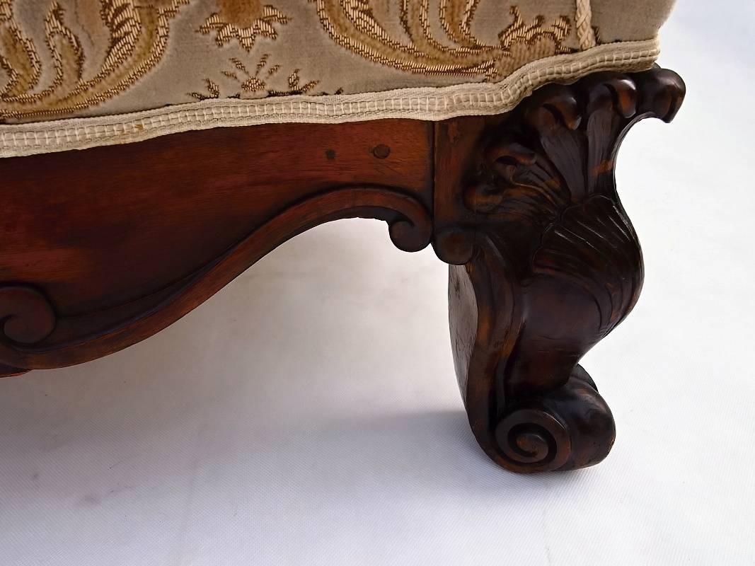 19th Century Hand Carved Walnut Wing Chair In Good Condition In Lucenec, SK