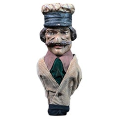 Figura da fiera Jeu de massacre del XIX secolo intagliata a mano in legno e policromata