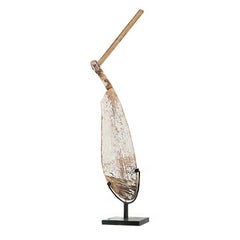 19th Century Hand-Carved Wood Rudder on Stand