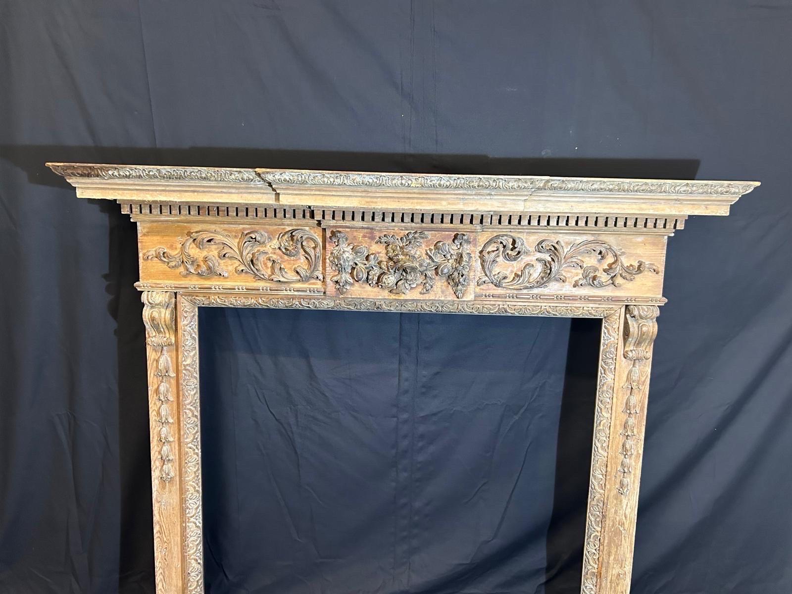 English 19th Century Hand carved wooden Fireplace For Sale