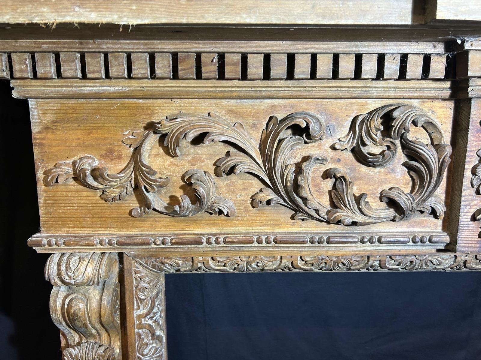 19th Century Hand carved wooden Fireplace In Good Condition For Sale In Southall, GB
