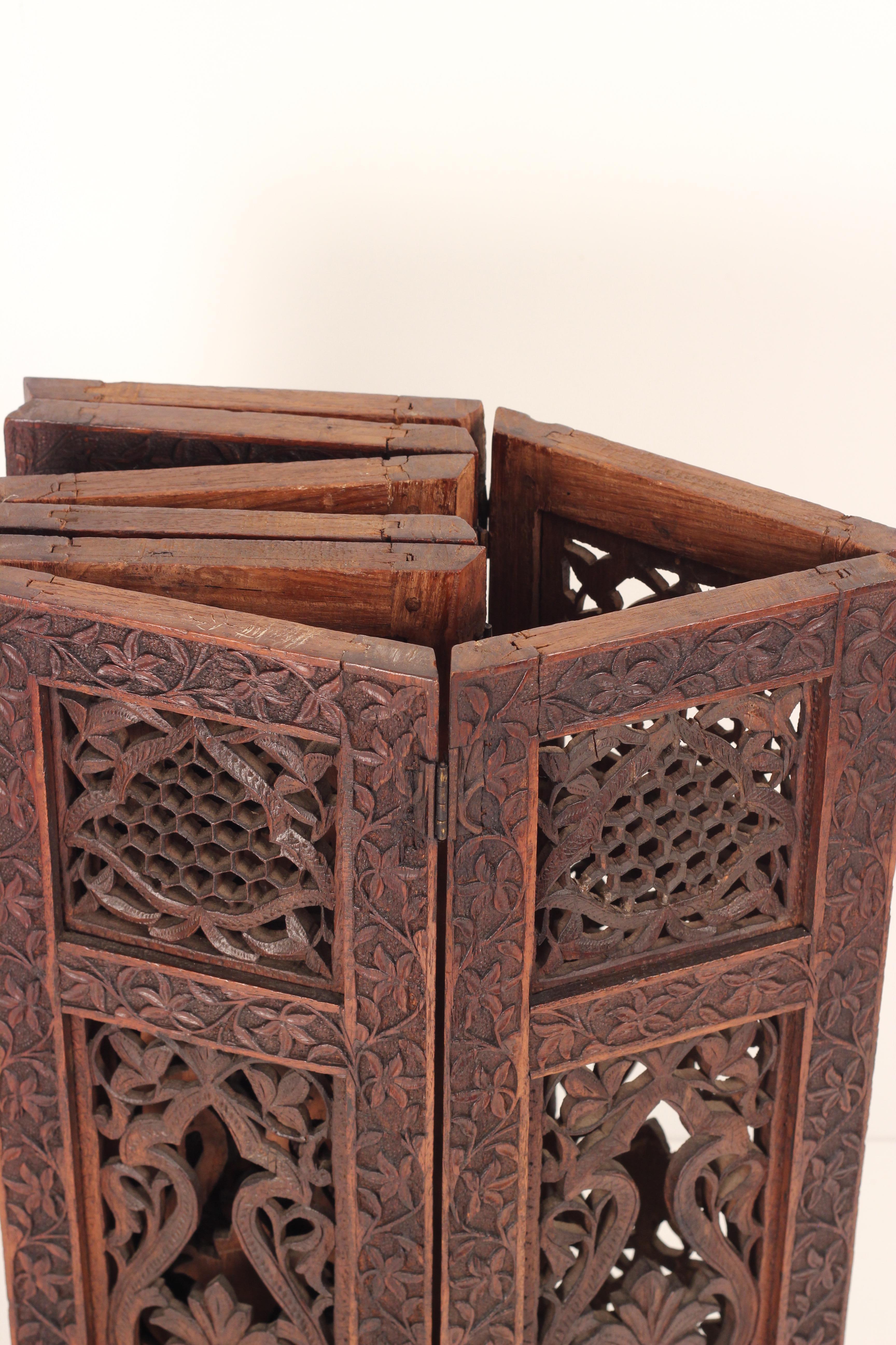 Boho Chic style 19th Century Hand Carved Wooden Moorish Octagonal Table 5