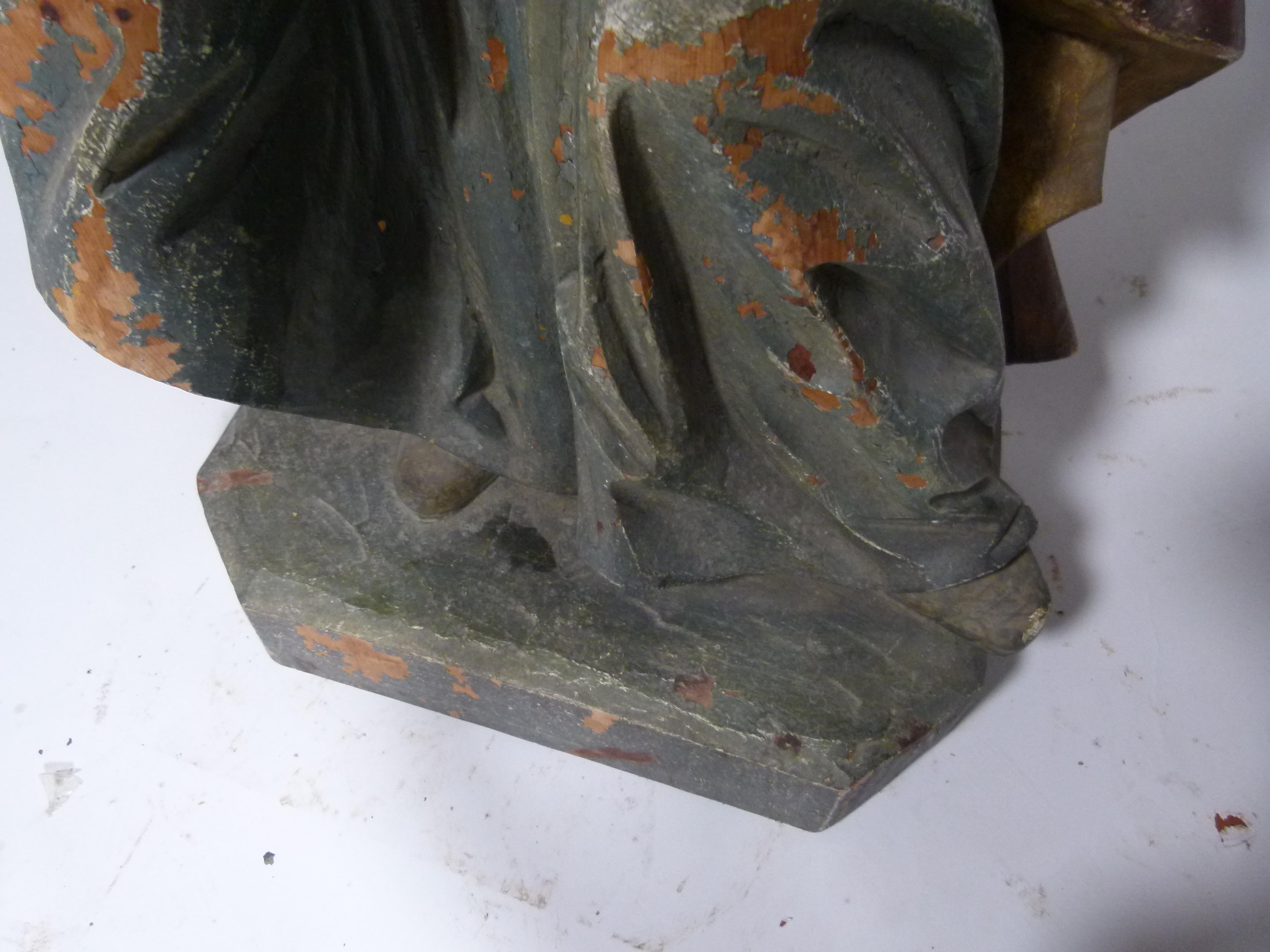 19th Century Hand Carved Wooden Saint Andrew Sculpture 5