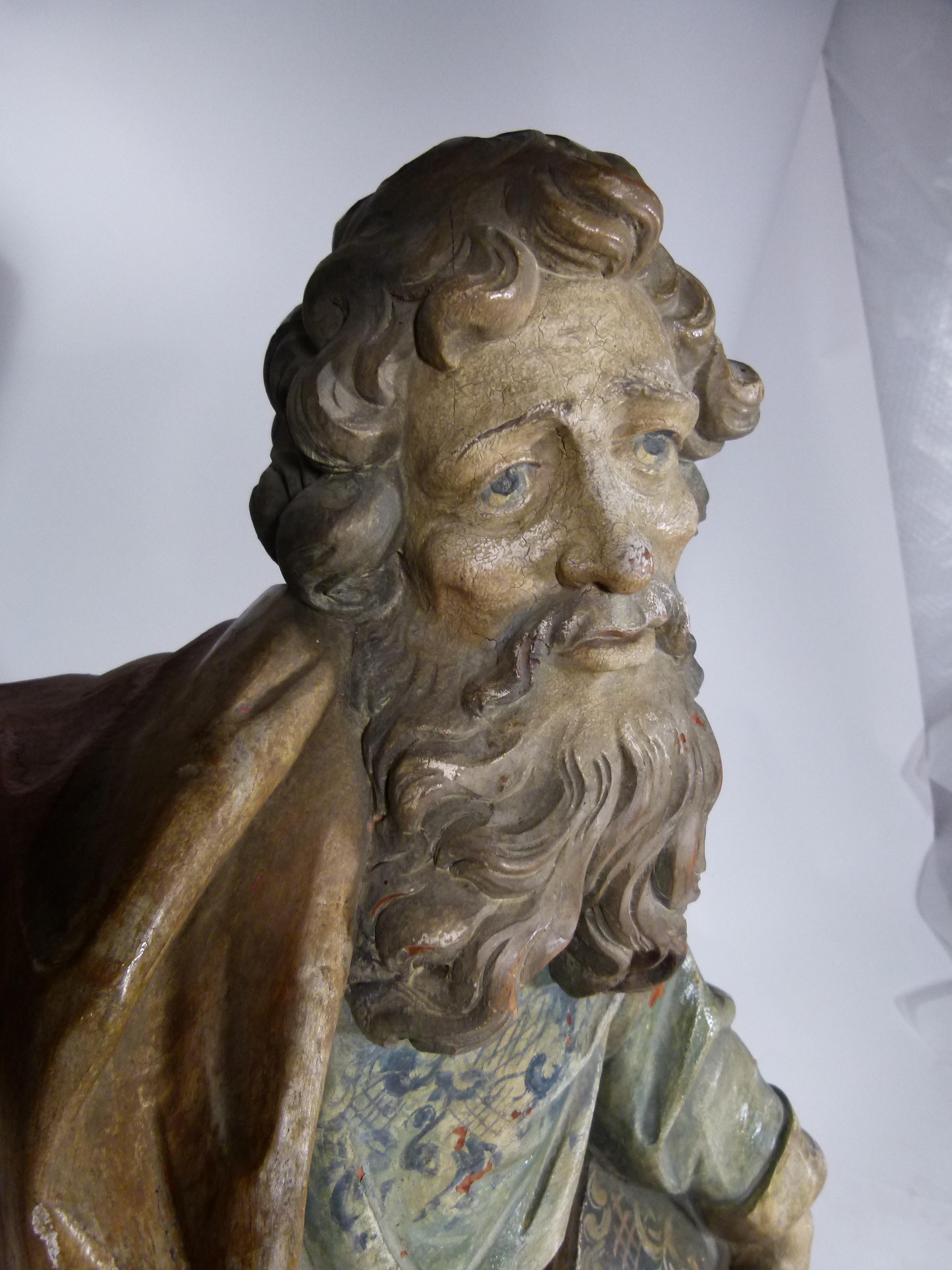 19th Century Hand Carved Wooden Saint Andrew Sculpture 8