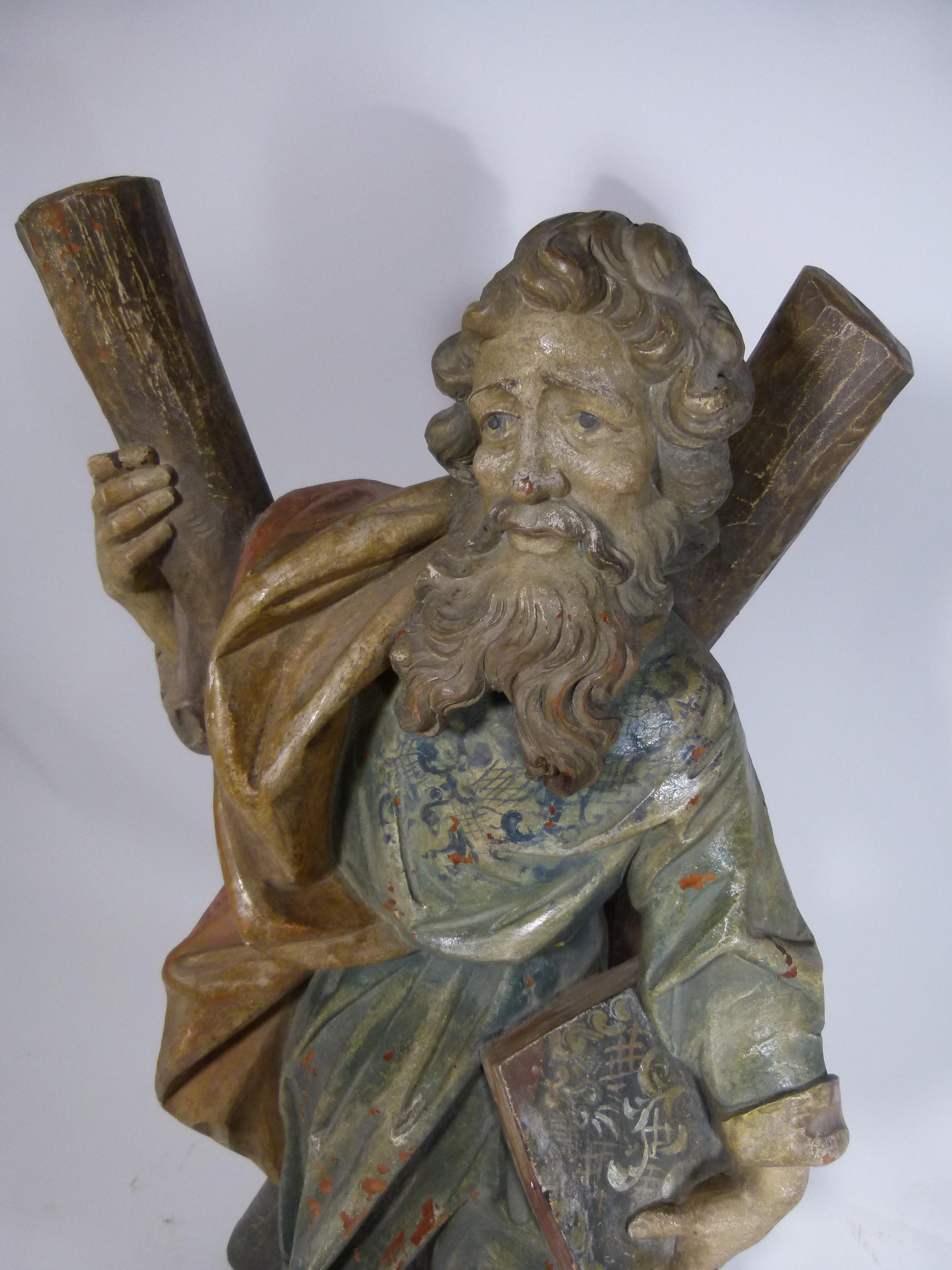 19th Century Hand Carved Wooden Saint Andrew Sculpture 10