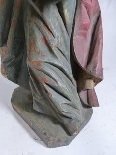 19th Century Hand Carved Wooden Saint Andrew Sculpture