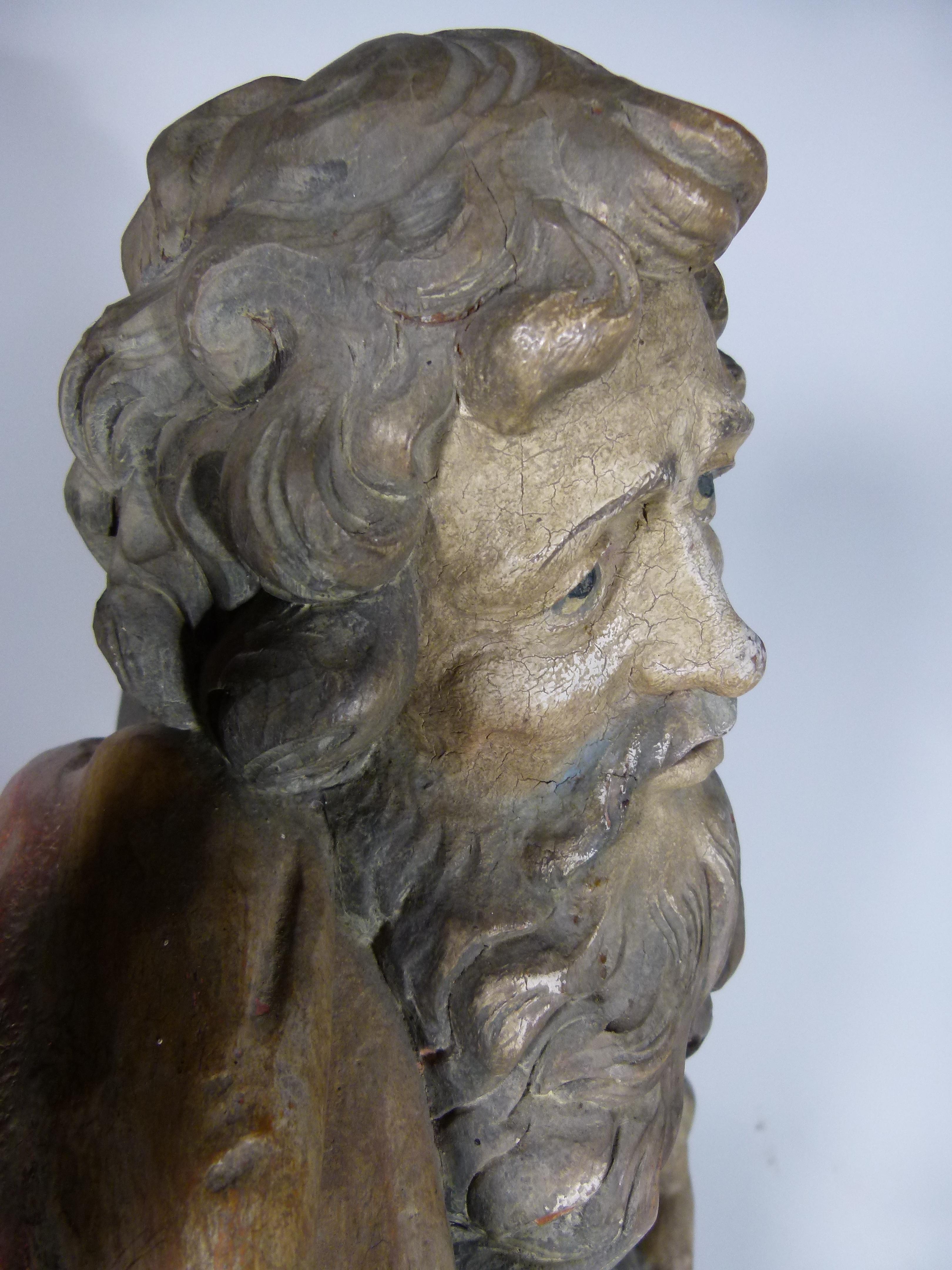 Hand-Carved 19th Century Hand Carved Wooden Saint Andrew Sculpture